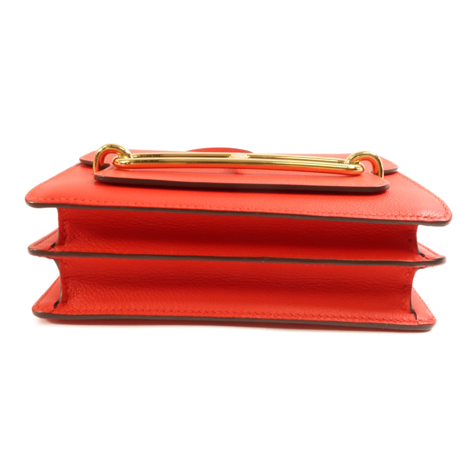 HERMES Evercolor皮革Mini Roulis金扣肩背袋Rouge Tomate