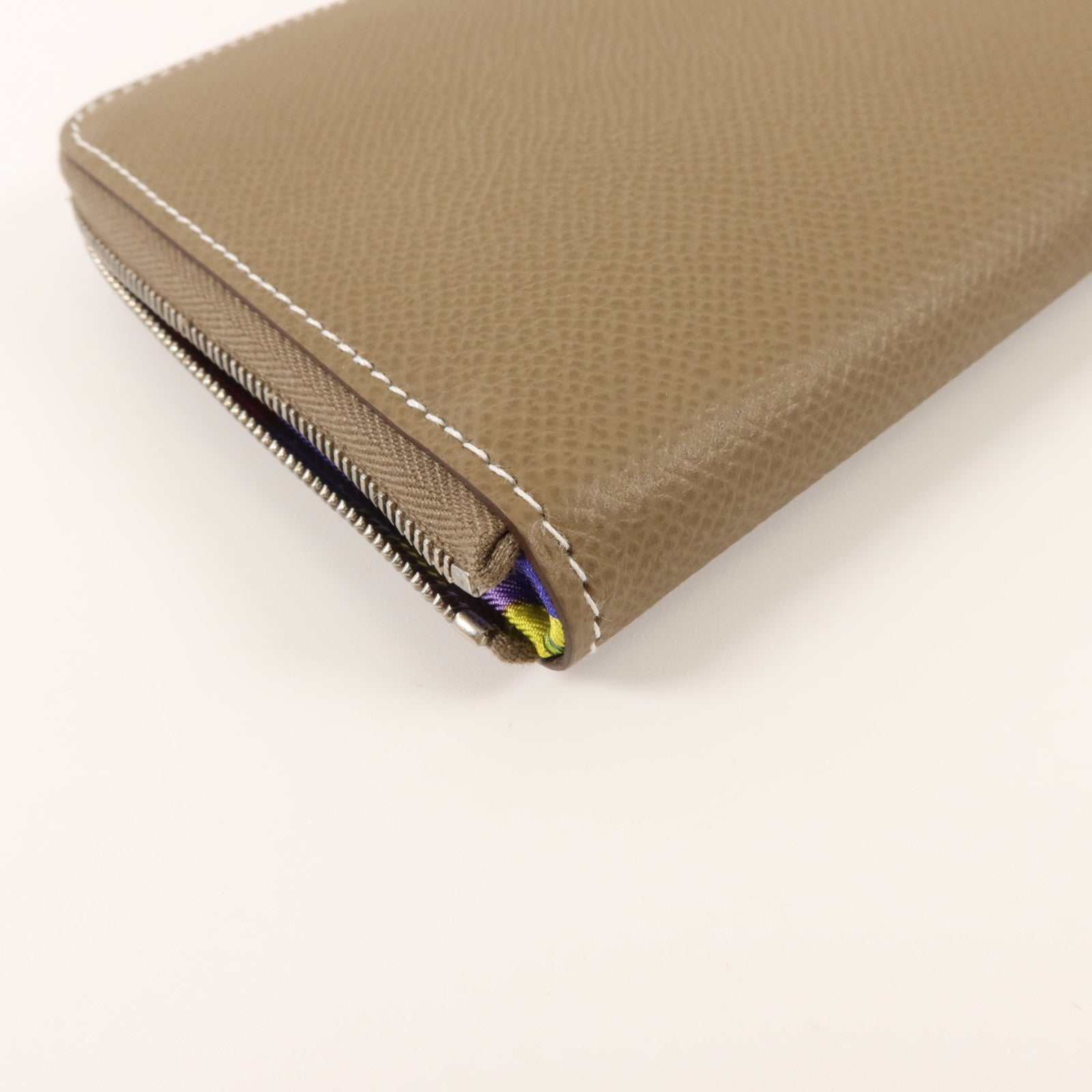 HERMES Epsom皮革Silk In Long Wallet長錢包Etoupe