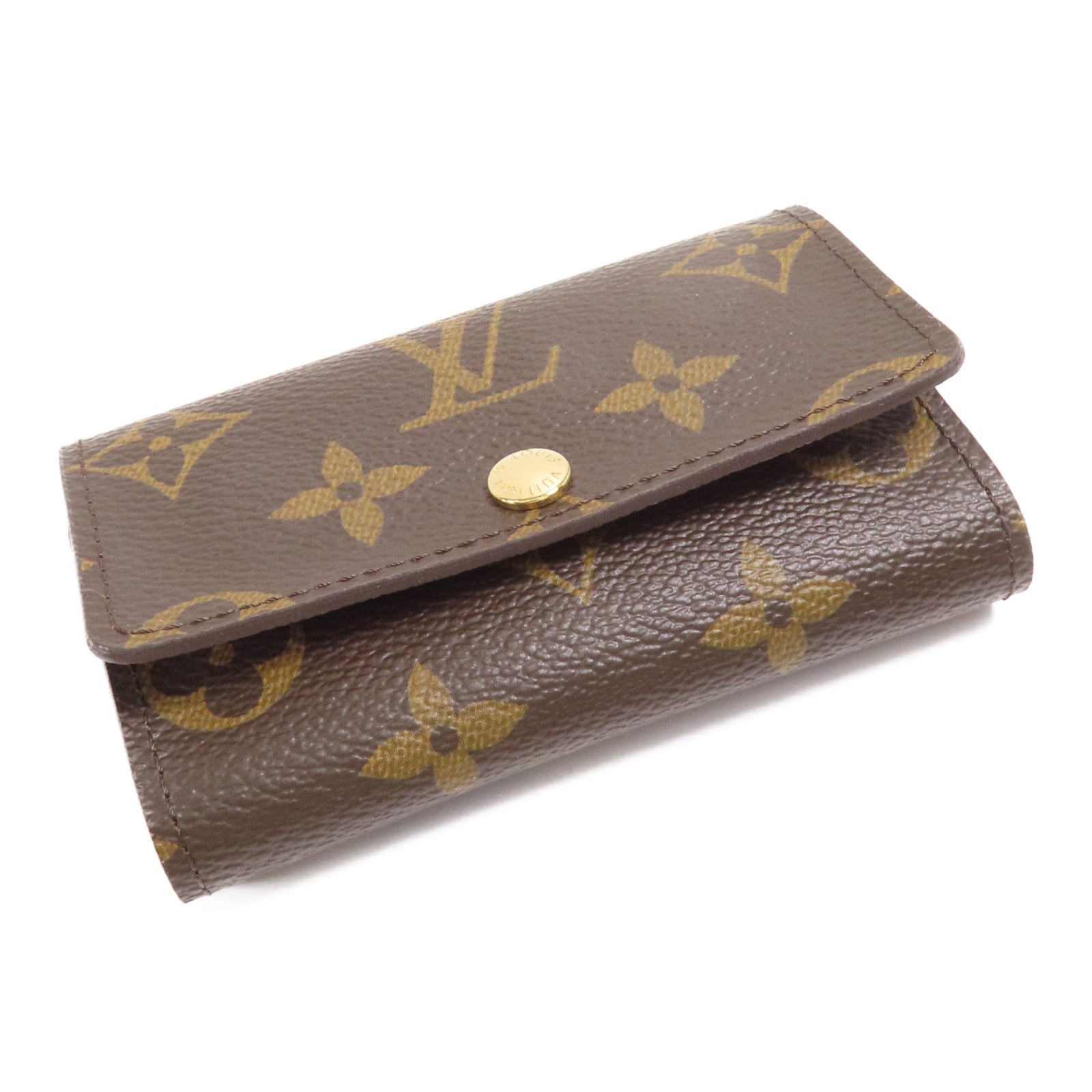 LOUIS VUITTON Monogram 6 Key Holder金扣鎖匙包棕色