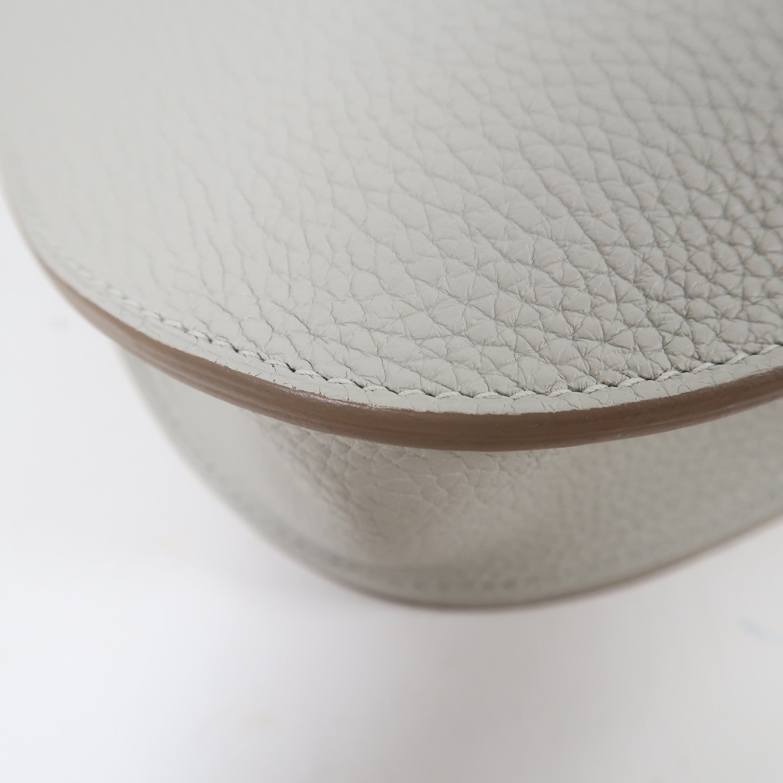 HERMES Clemence皮革Saut 25銀扣肩背袋Gris Perle灰色