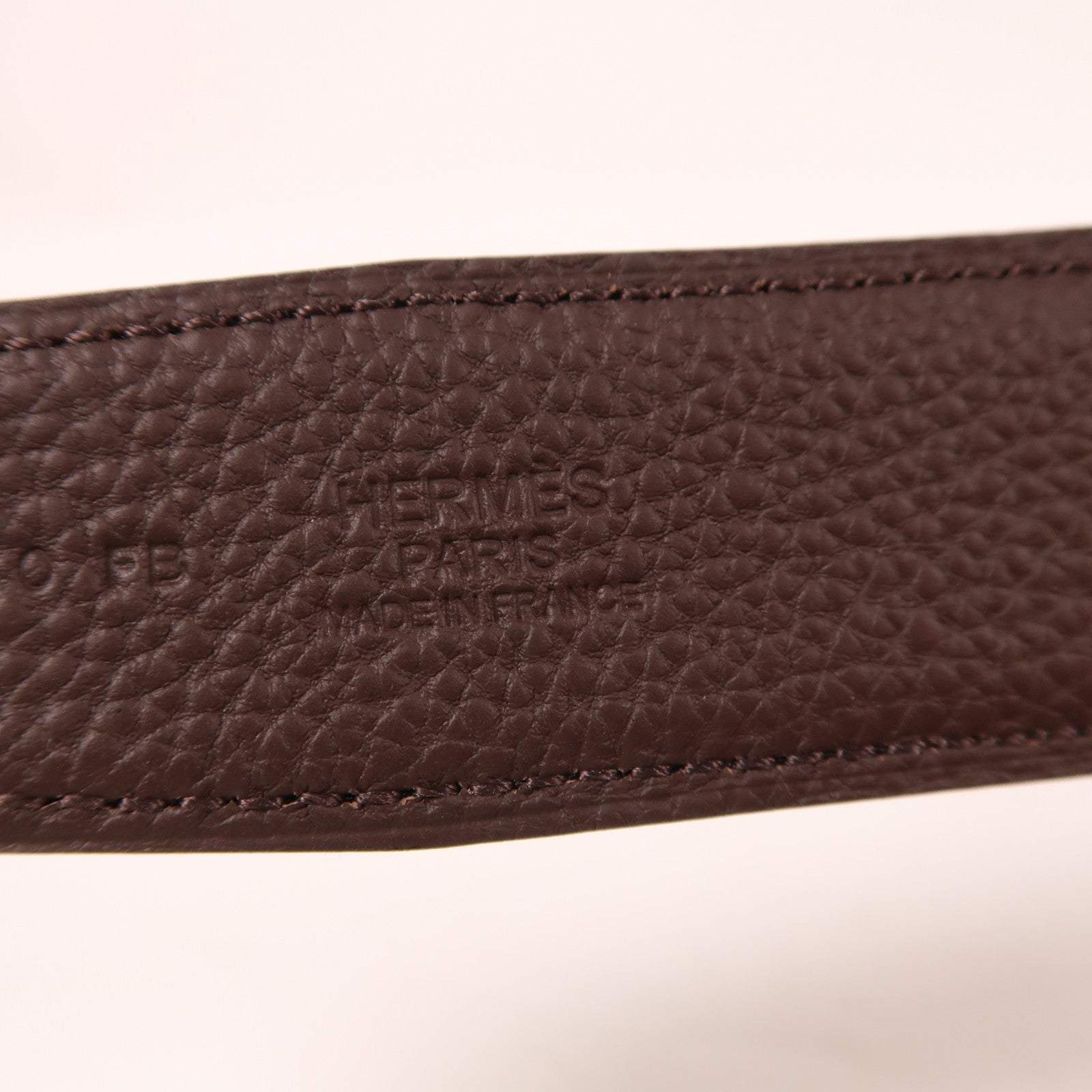 HERMES Veau 135/Togo皮革Belt金扣皮帶Noir/Chocolate