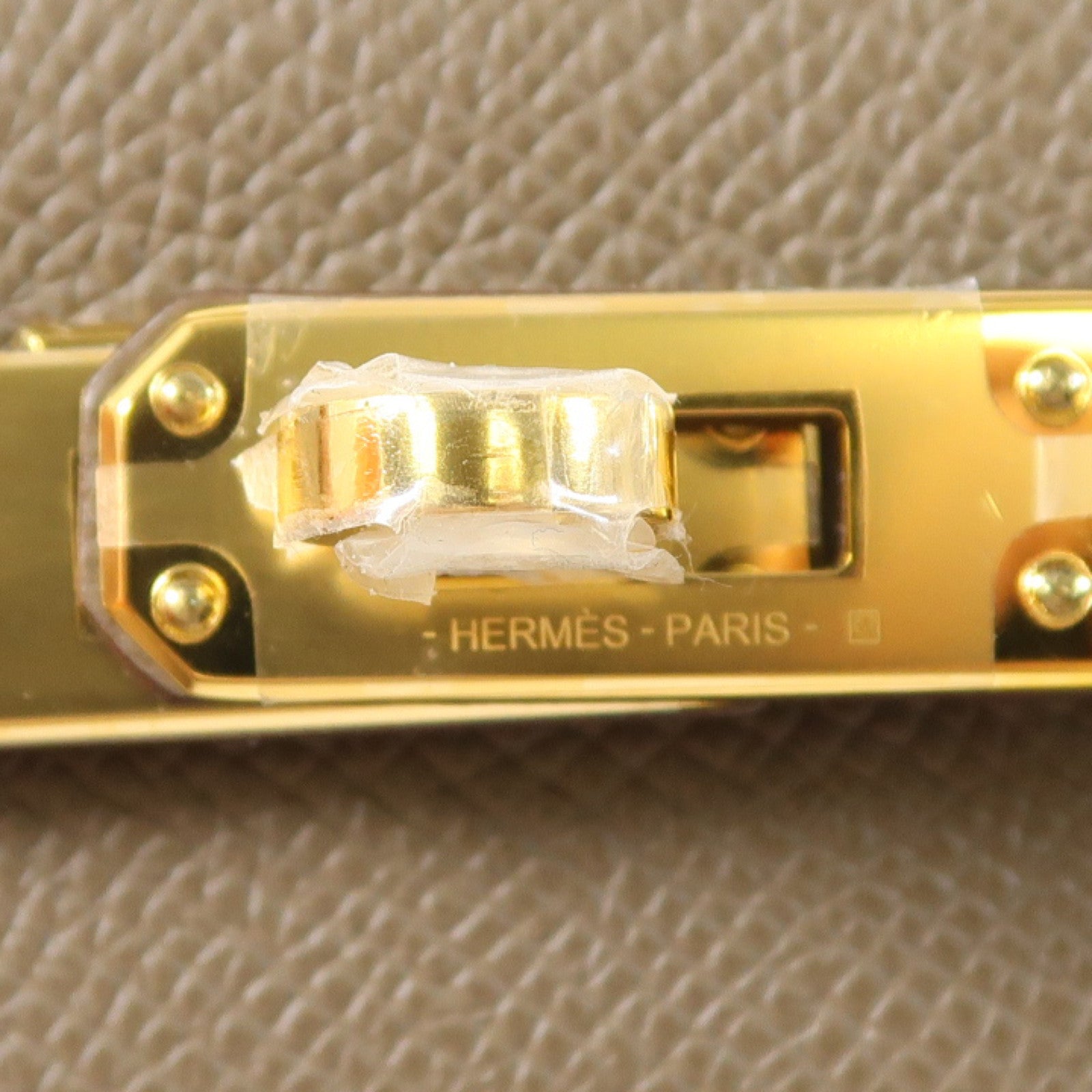 HERMES Epsom皮革Kelly 25金扣手挽肩背兩用袋Etoupe大象灰