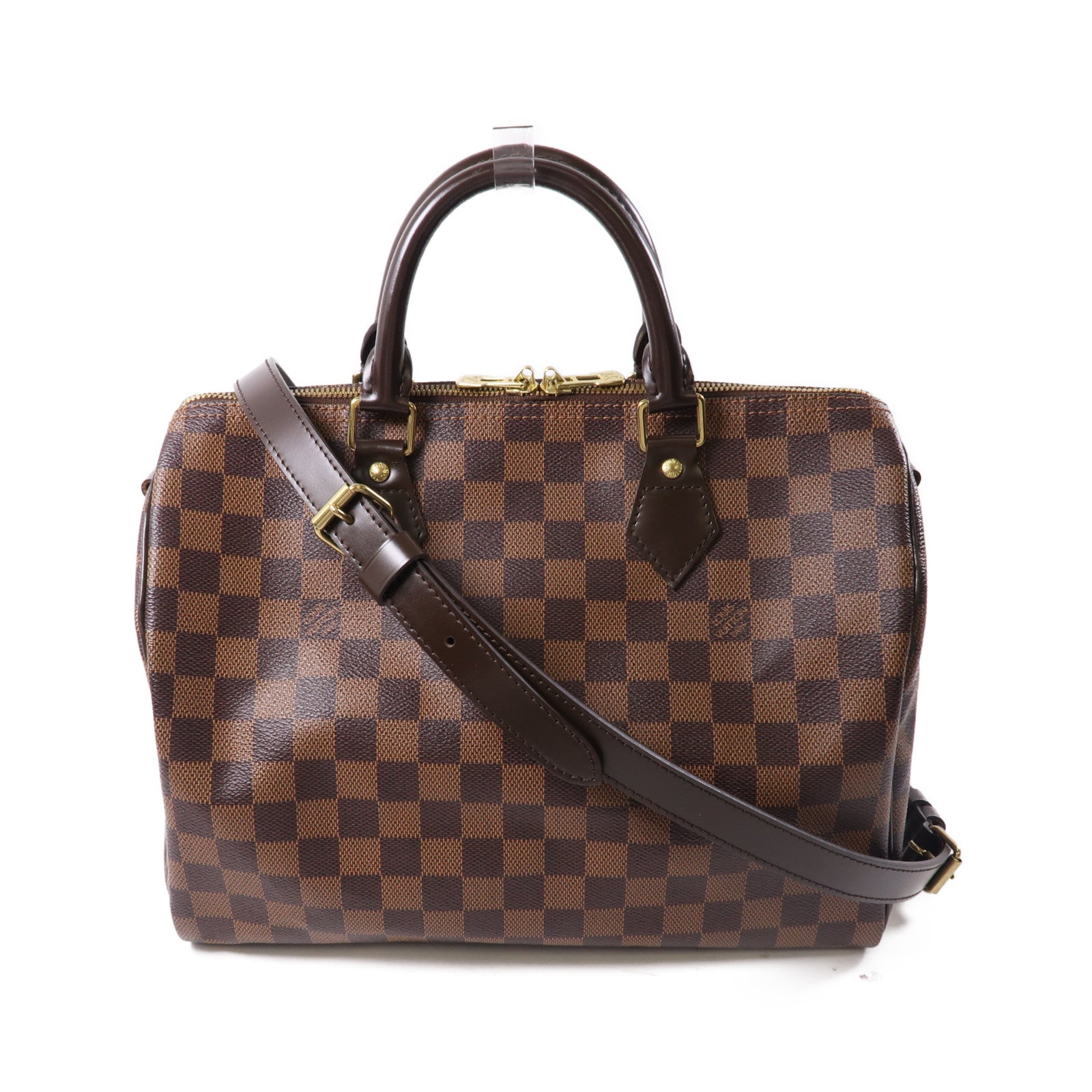 LOUIS VUITTON Damier Speedy Bandouliere 30金扣手挽肩背兩用袋啡色