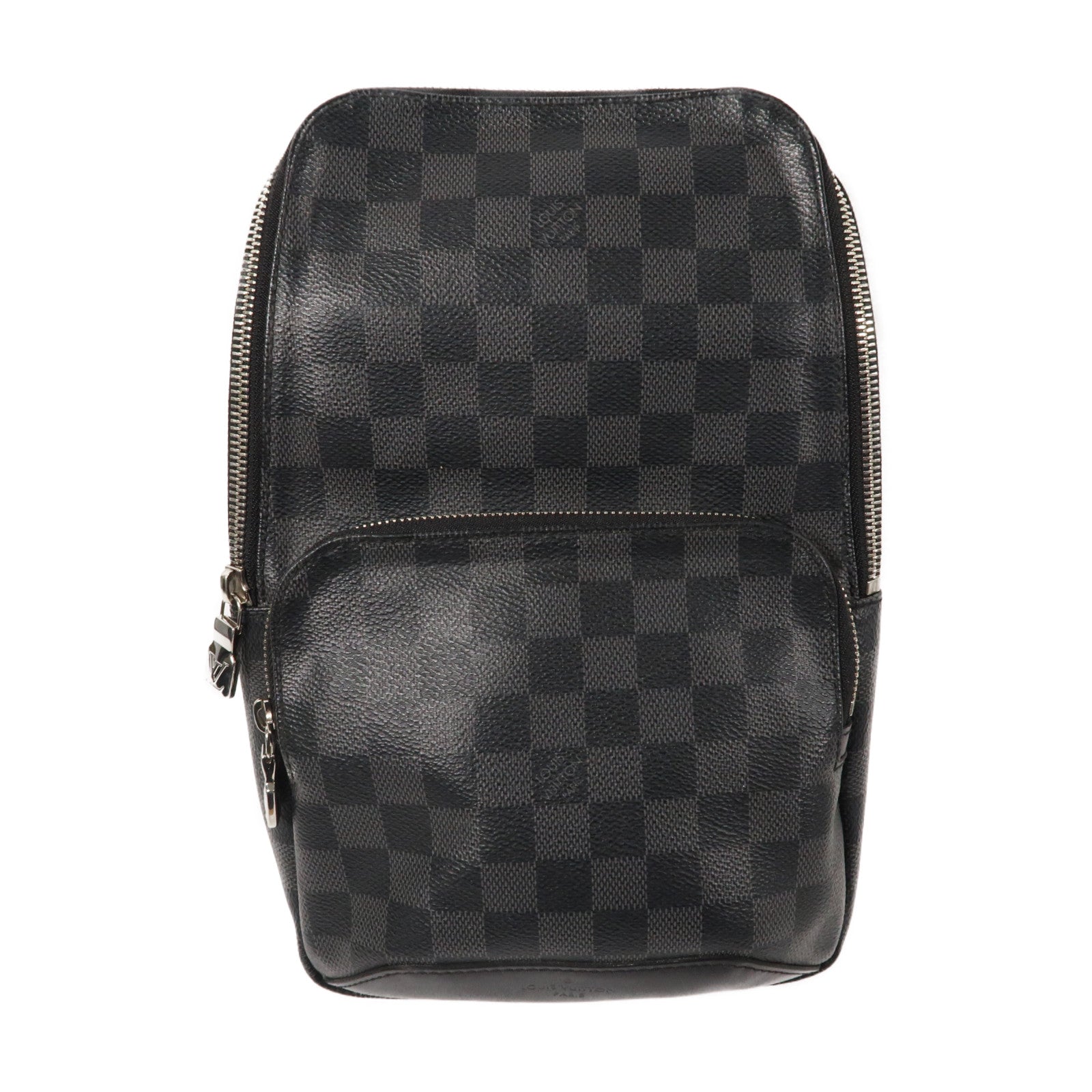 LOUIS VUITTON Damier Graphite Avenue Sling銀扣肩背袋黑色