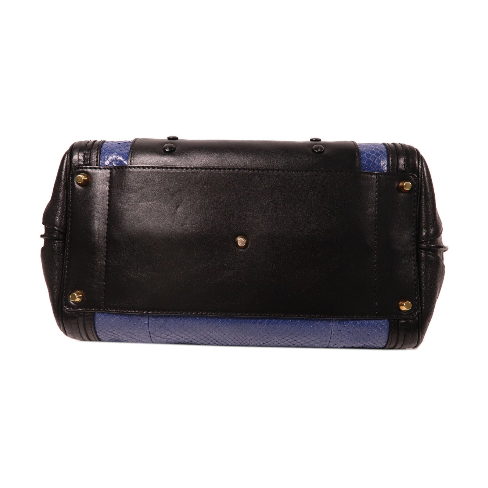 Chloe 牛皮皮革/蛇皮皮革Shoulder Bag金扣手挽肩背兩用袋藍色