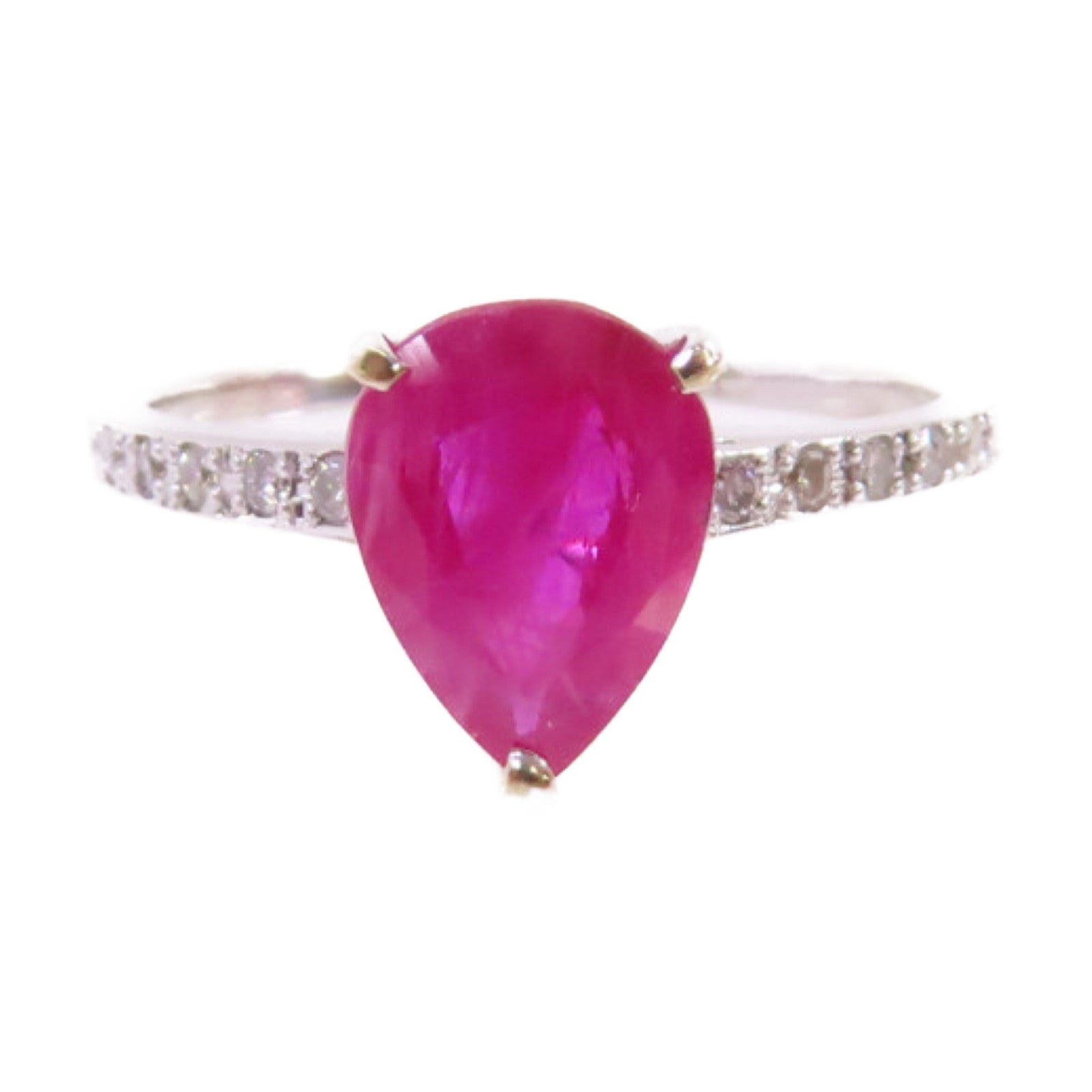 JEWELRY 18K白金/1.430ct紅寶石/0.88ct鑚石Ruby Diamond Ring 戒指US#4.75