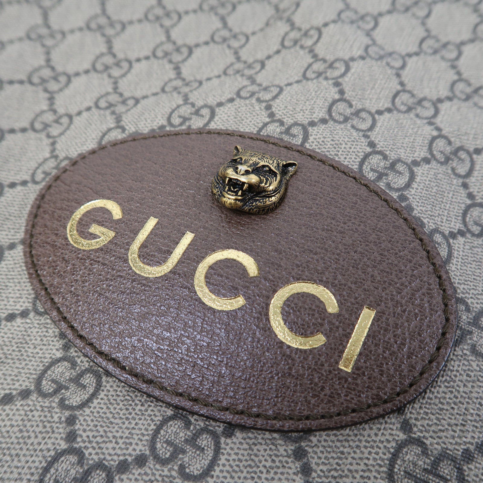 GUCCI 塗層帆布Neo Vintage Drawstring Backpack金扣背包啡色/黃色
