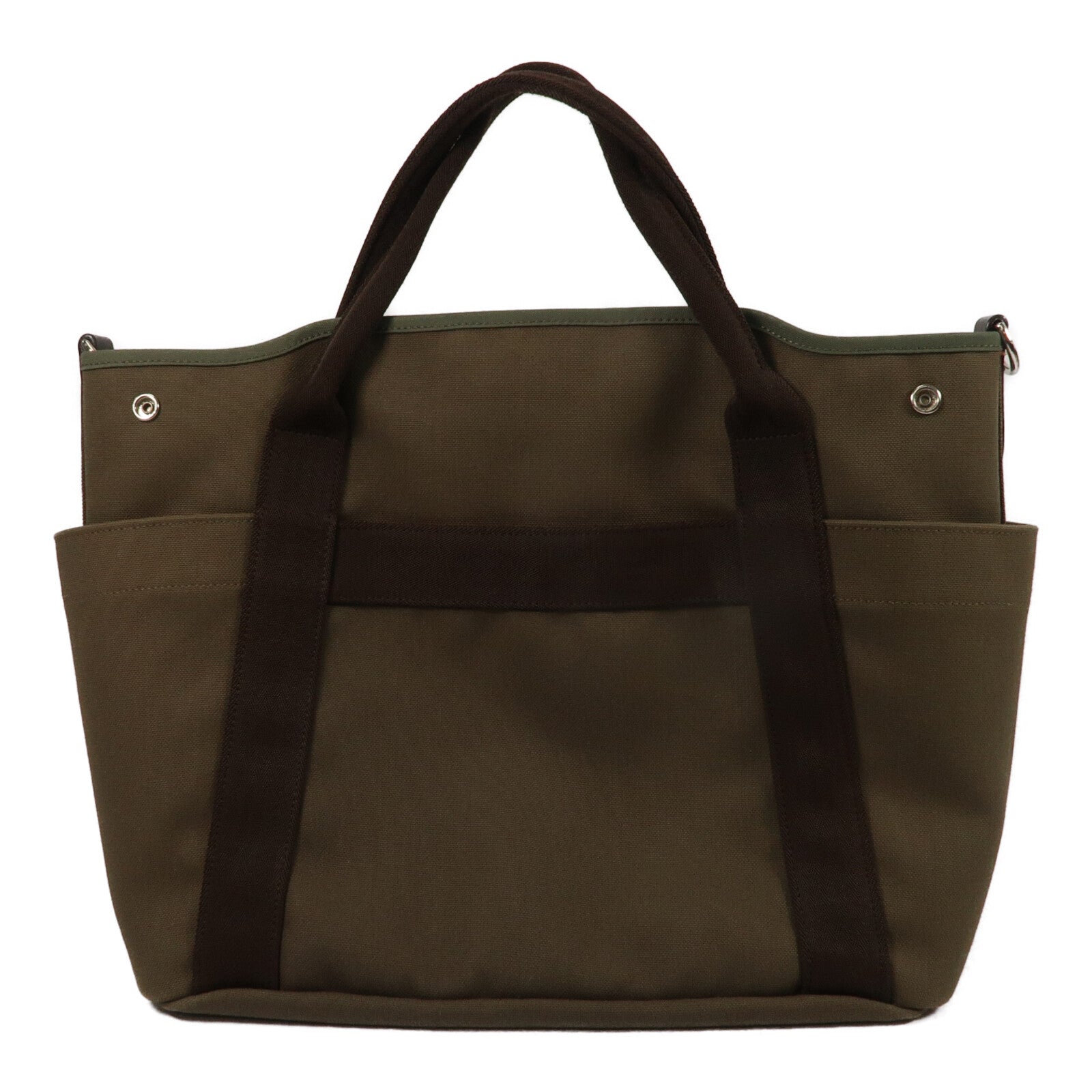 HERMES 帆布The Grooming Bag手挽肩背兩用袋Kaki/Feu