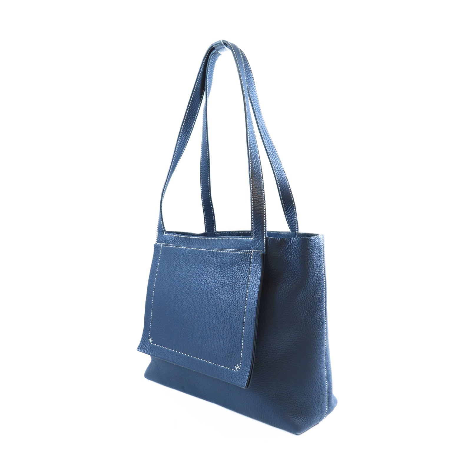HERMES 【激減優惠】Clemence皮革Cabasellier 31肩背袋Bleu Nuit午夜藍色