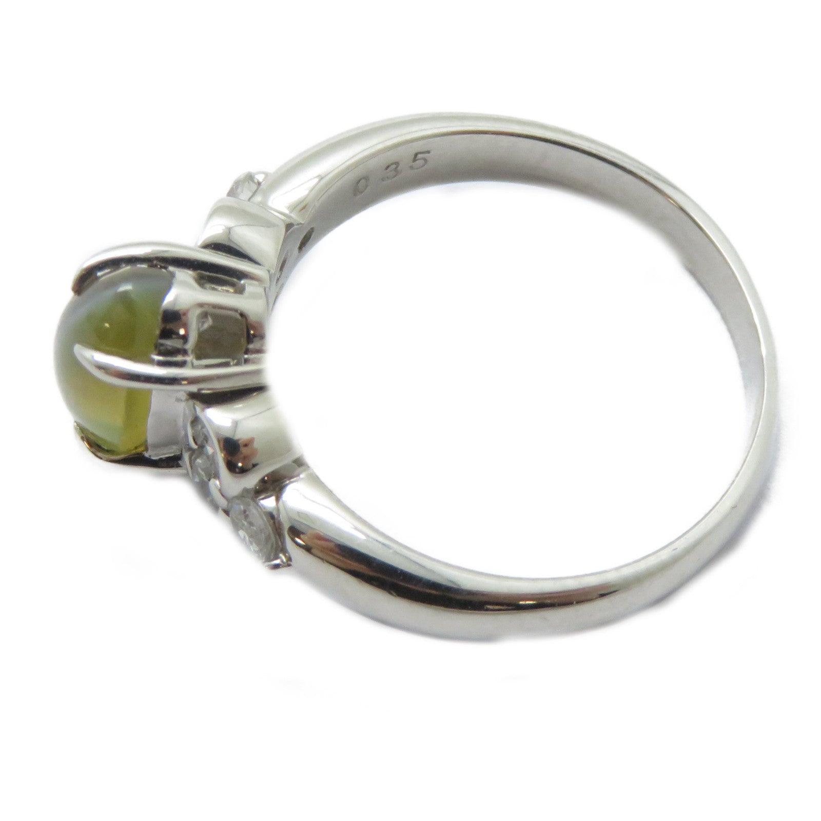 JEWELRY 【激減優惠】PT900鉑金Cat's Eye Ring 1.72ct貓眼石/0.35ct鑽石戒指US#5.25