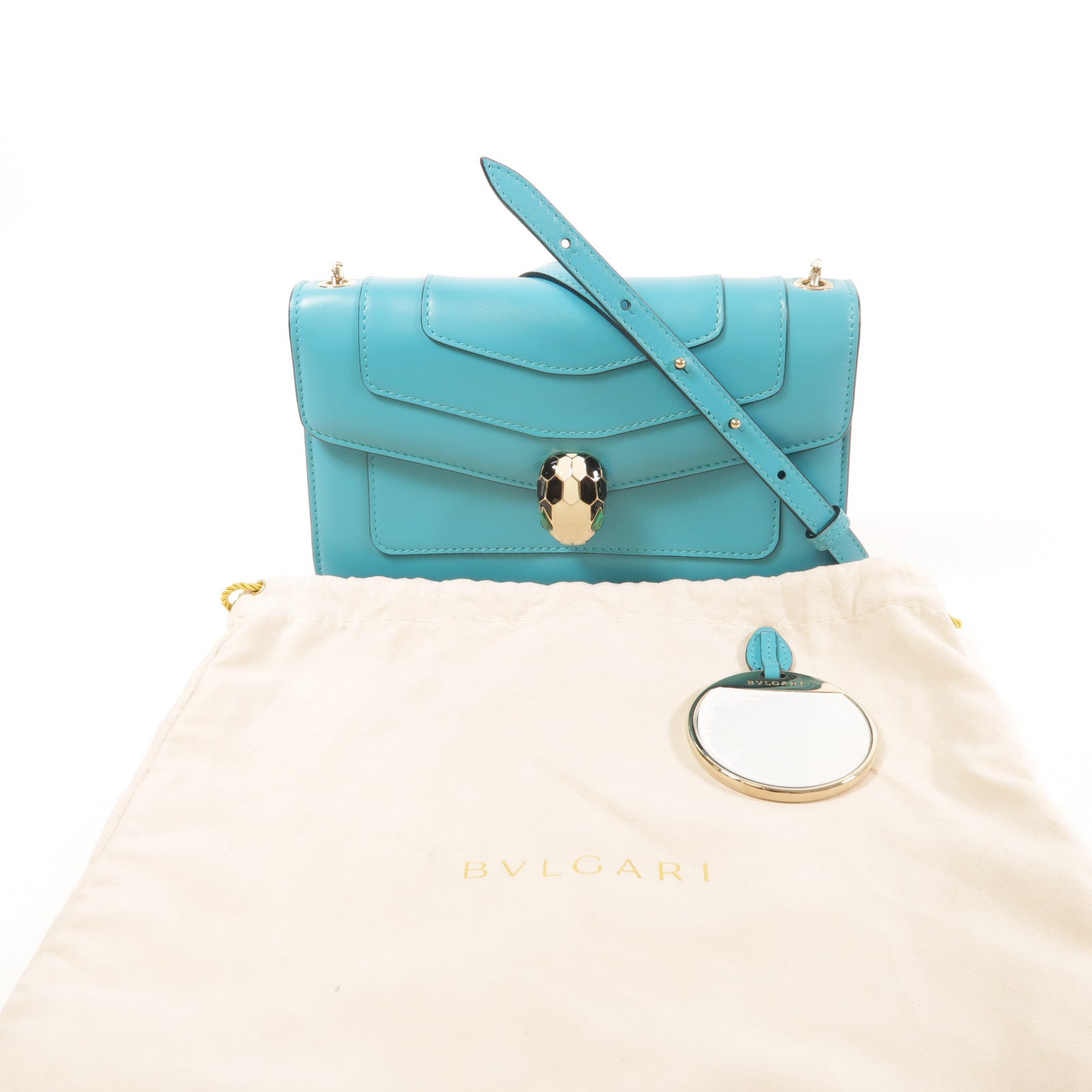 BVLGARI 牛皮皮革Sepenti Forever金扣鏈帶肩背袋