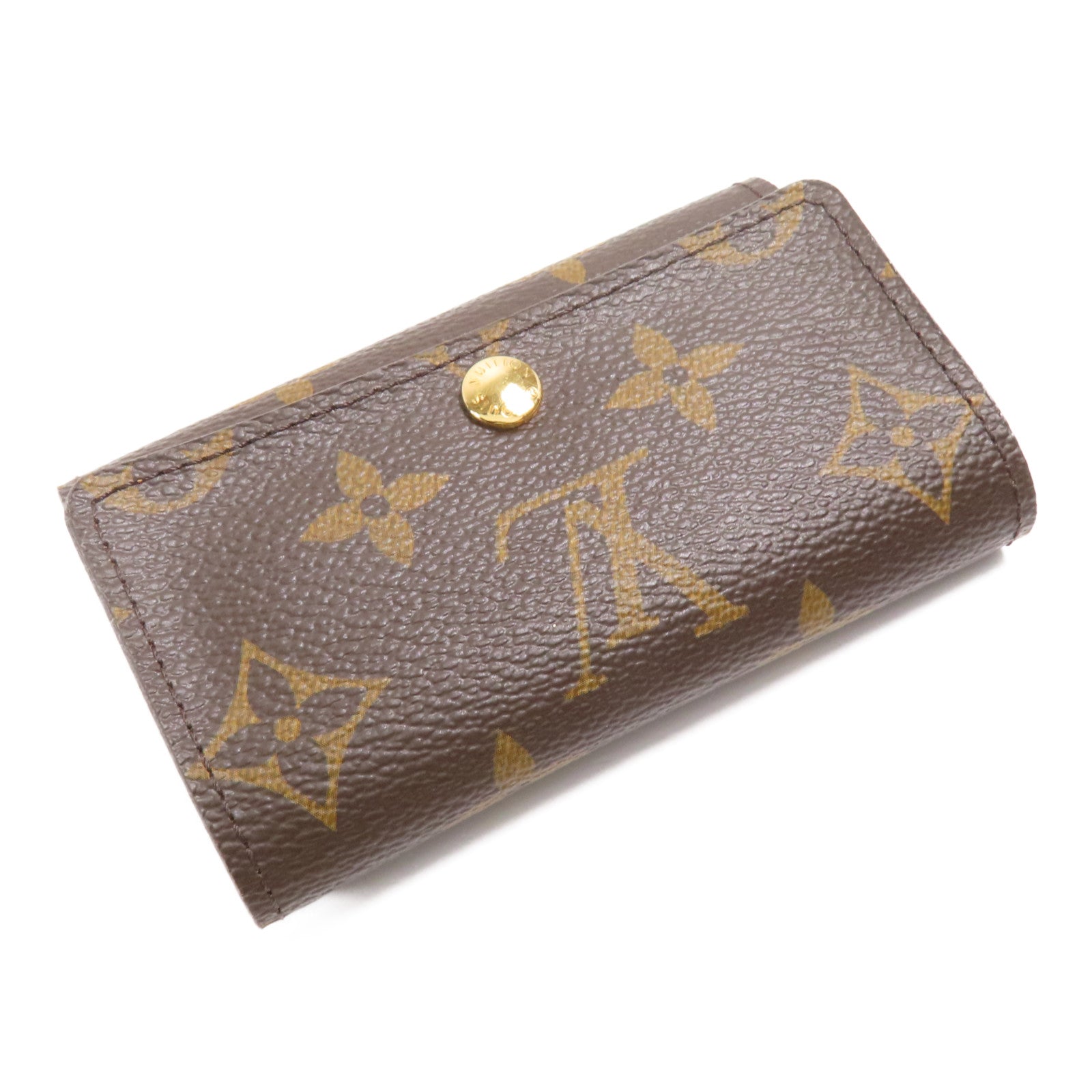 LOUIS VUITTON Monogram 6 Key Holder金扣鎖匙包棕色