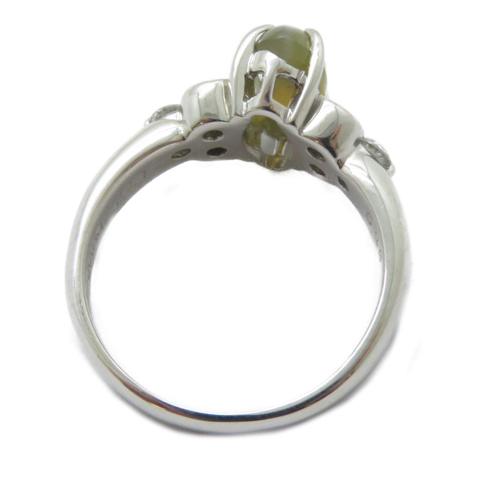 JEWELRY 【激減優惠】PT900鉑金Cat's Eye Ring 1.72ct貓眼石/0.35ct鑽石戒指US#5.25