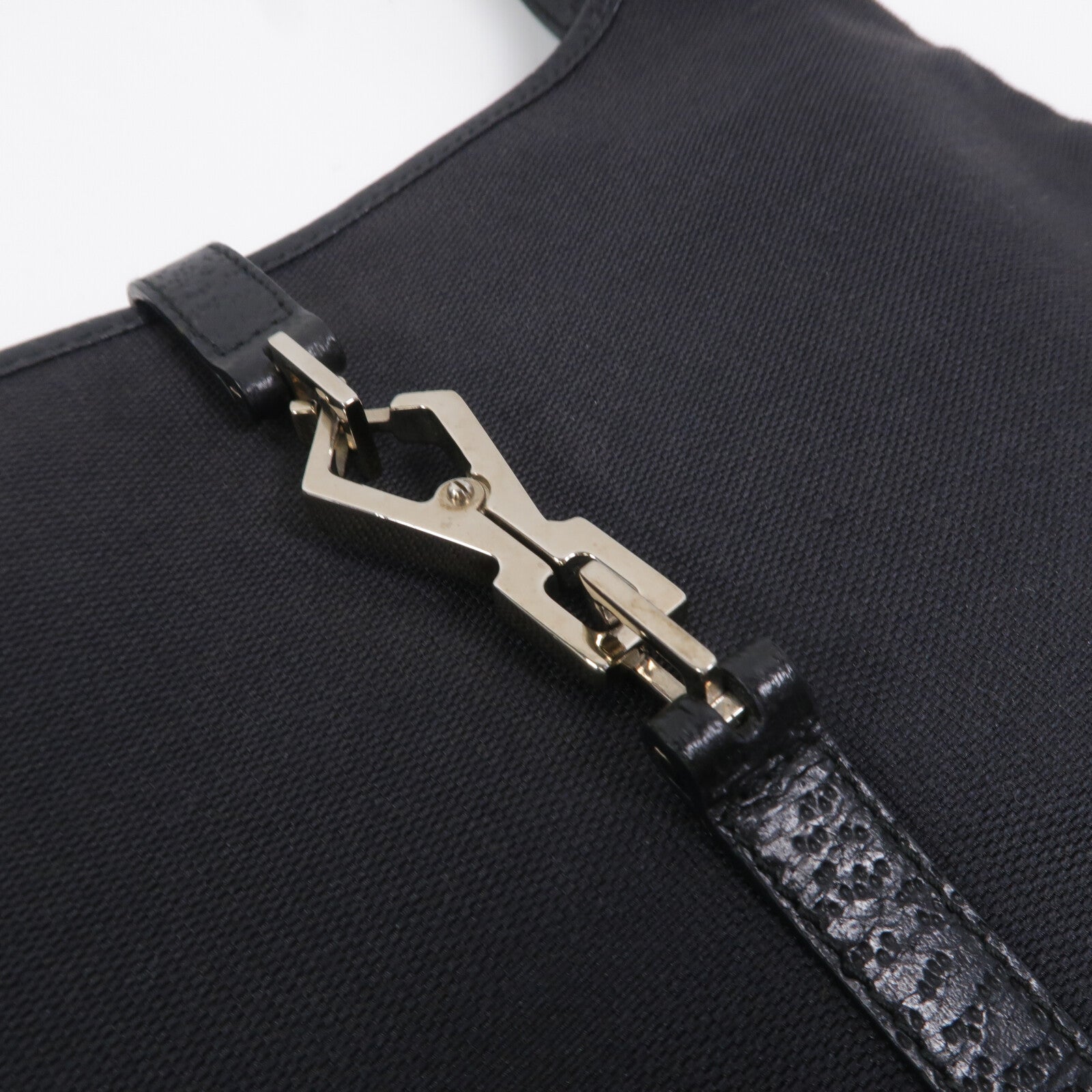 GUCCI 帆布/牛皮皮革Bamboo Jackie Hobo Bag肩背袋