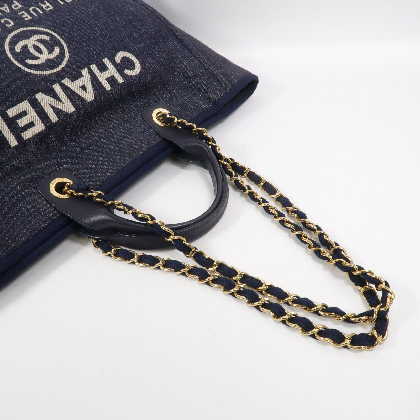 CHANEL 帆布Deauville Tote手挽肩背兩用袋