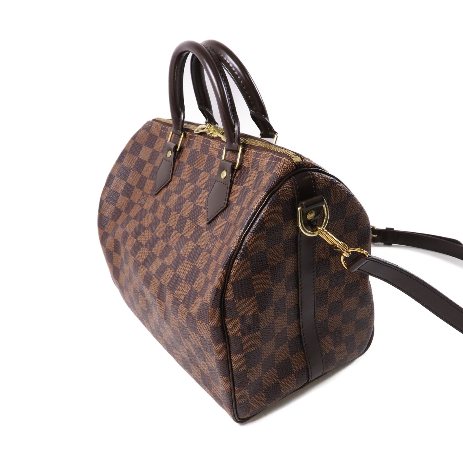 LOUIS VUITTON Damier Speedy Bandouliere 30金扣手挽肩背兩用袋啡色