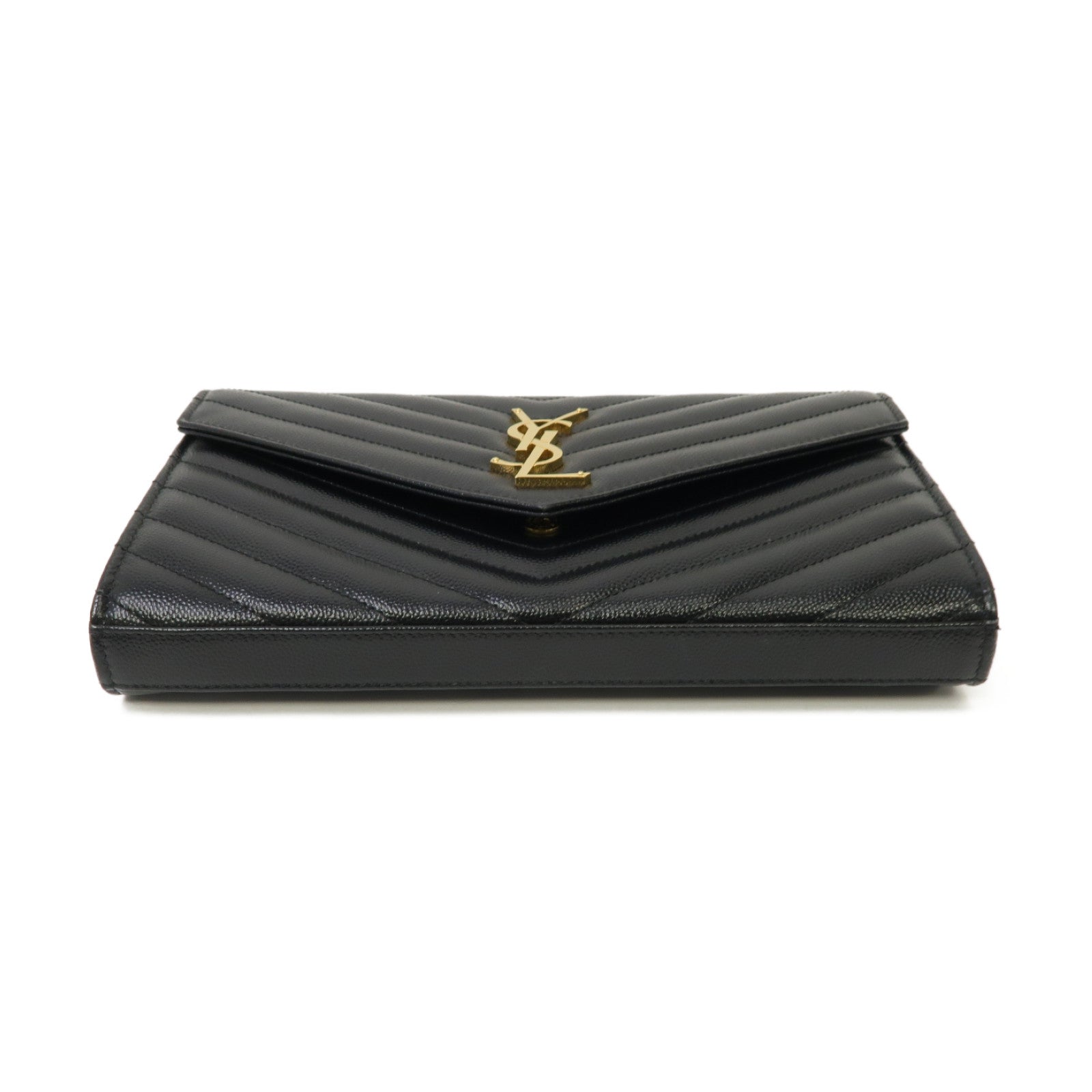 SAINT LAURENT 斜紋牛皮皮革Chain Shoulder Bag金扣肩背袋黑色