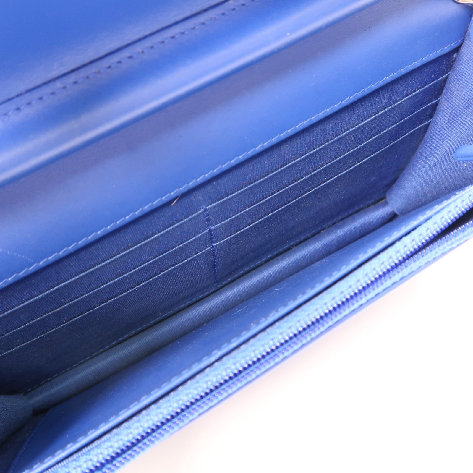 CHANEL 漆皮皮革Wallet On Chain銀扣肩背袋藍色