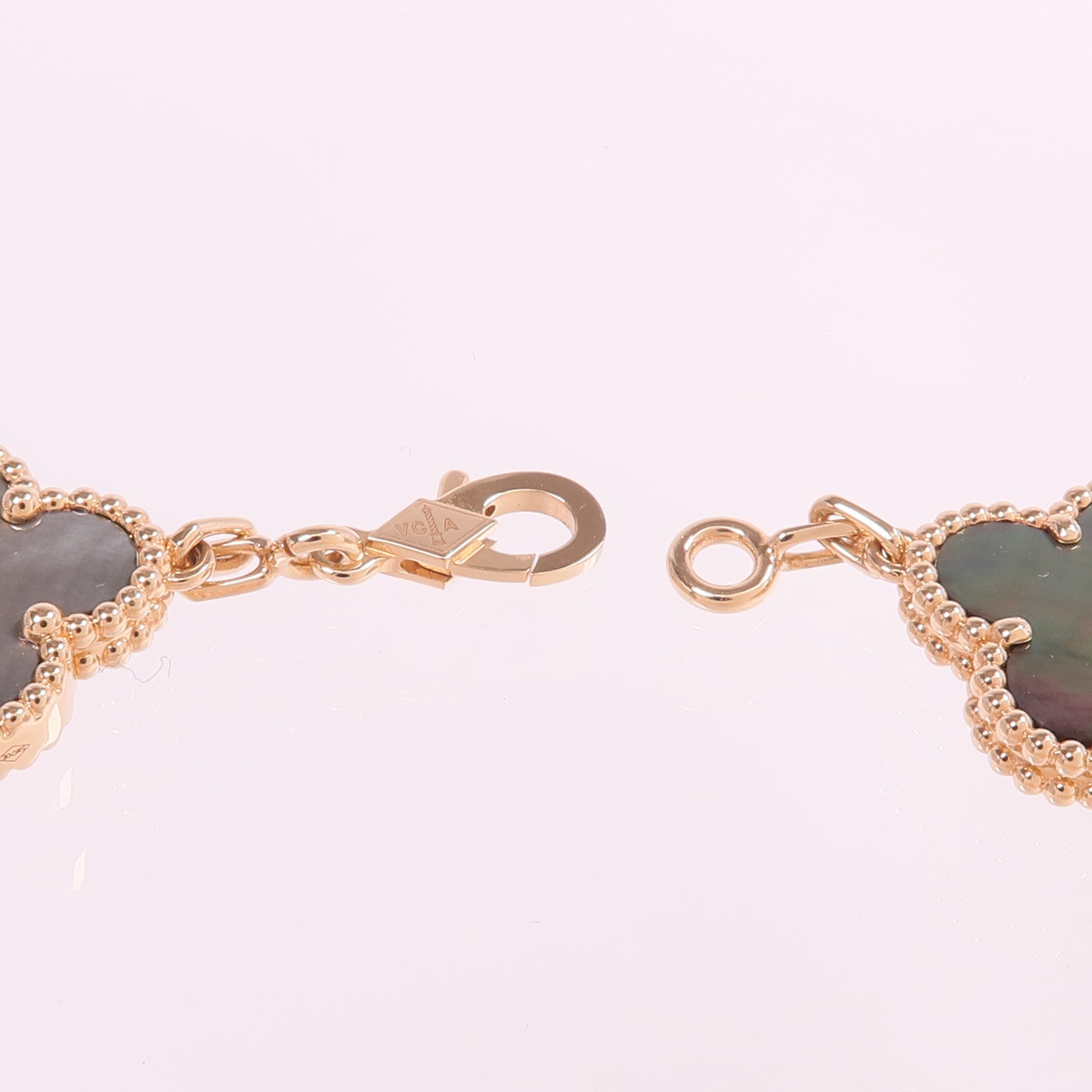 Van Cleef & Arpels 18K玫瑰金Vintage Alhambra Bracelet 5 Motifs珍珠母貝/鑽石手鏈