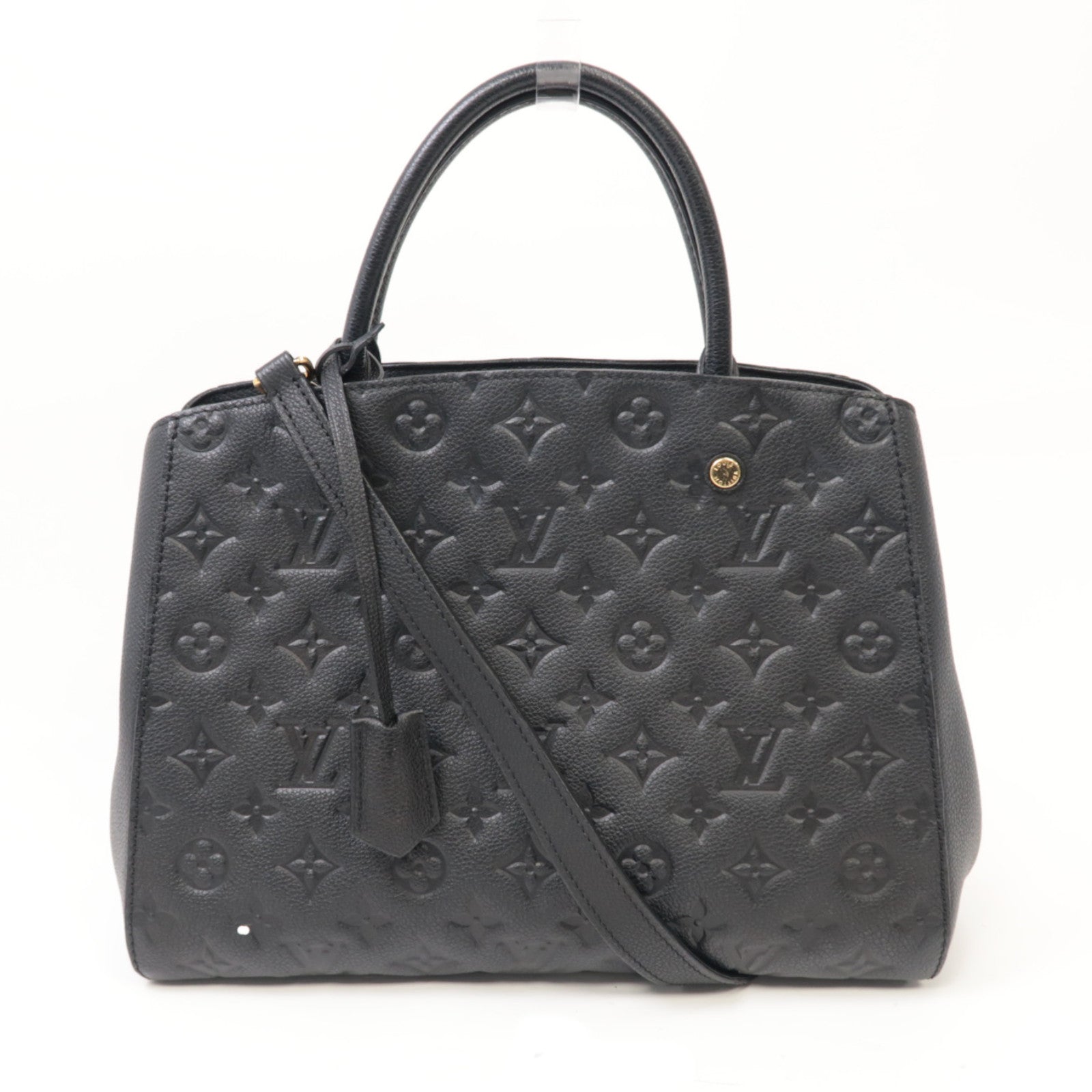 LOUIS VUITTON Monogram Empreinte Montaigne MM手挽肩背兩用袋黑色
