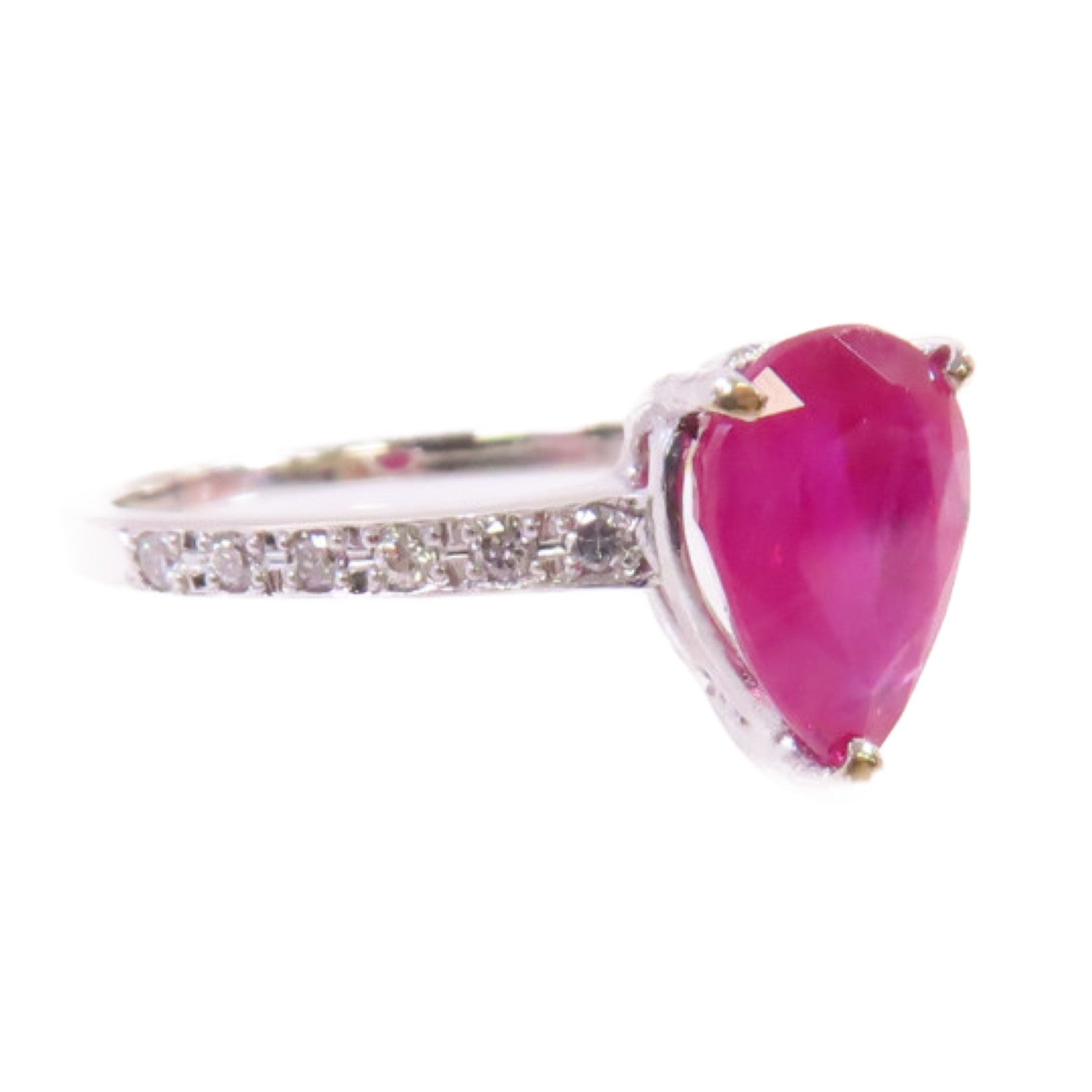 JEWELRY 18K白金/1.430ct紅寶石/0.88ct鑚石Ruby Diamond Ring 戒指US#4.75