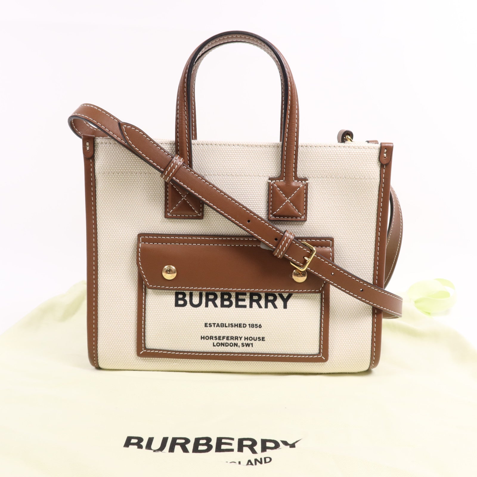 BURBERRY 帆布Freya金扣手挽肩背兩用袋