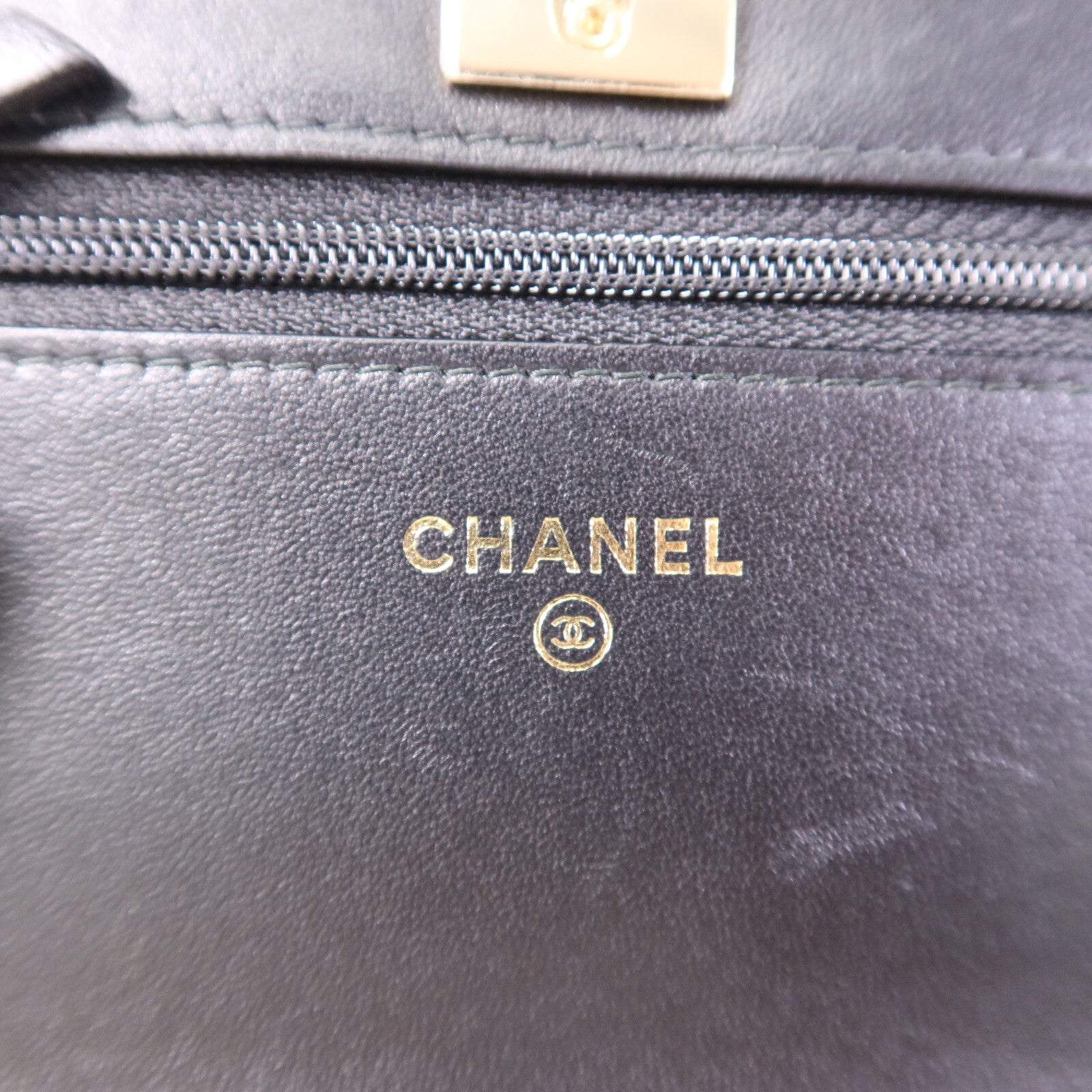 CHANEL 羊皮皮革Wallet On Chain金扣鏈帶肩背袋