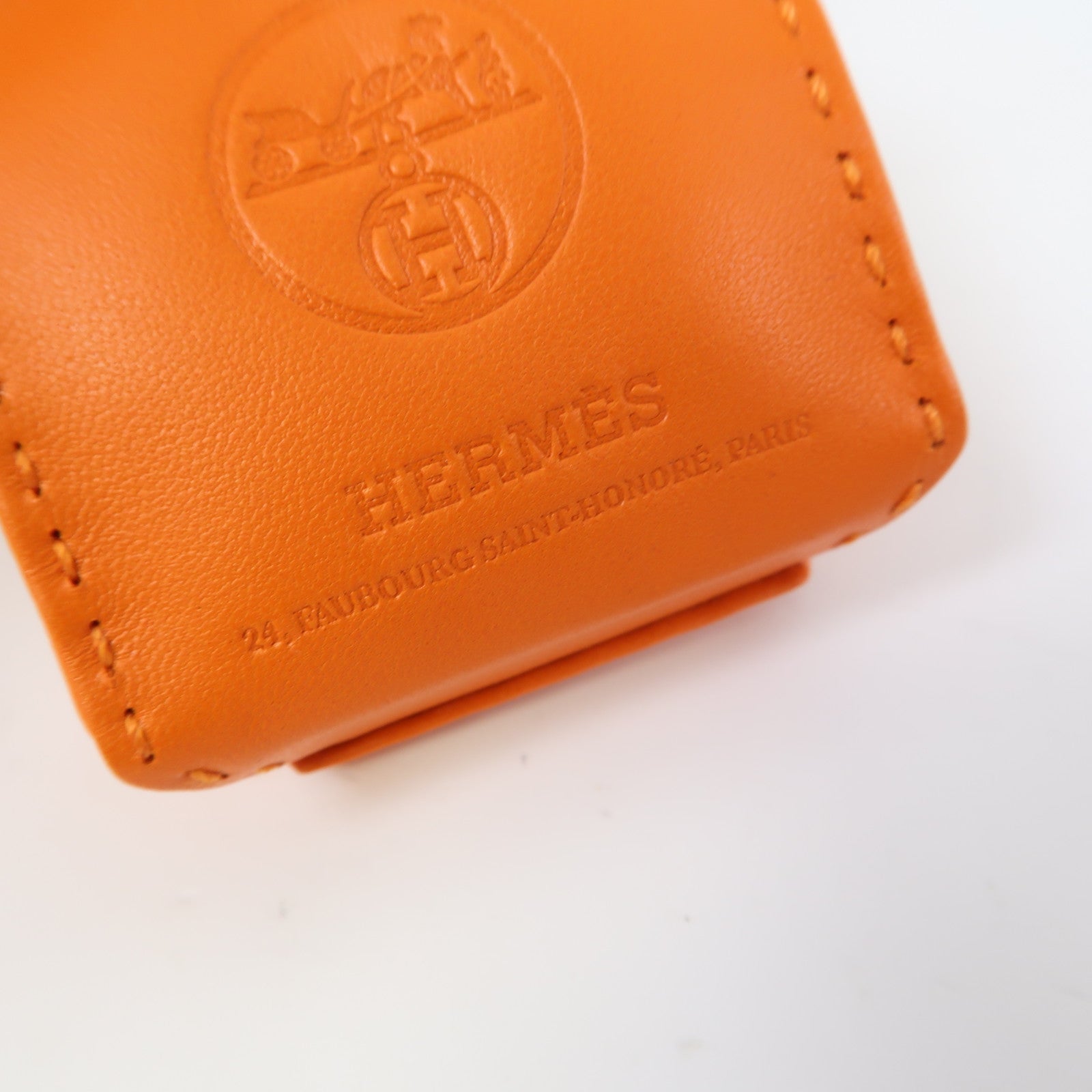 HERMES Swift皮革Shopping Bag Charm掛飾橙色