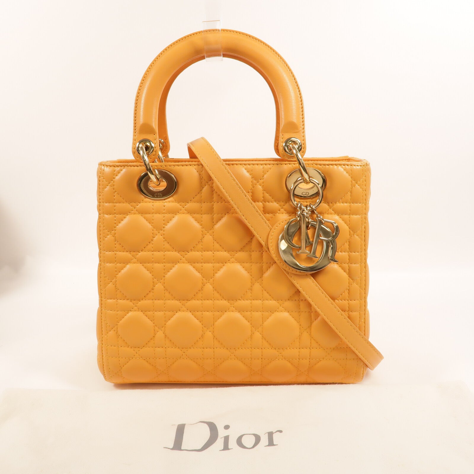 Dior 羊皮皮革Lady Dior Medium手挽肩背兩用袋