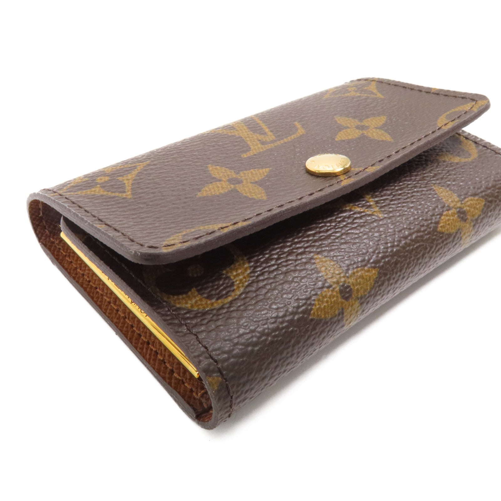 LOUIS VUITTON Monogram 6 Key Holder金扣鎖匙包棕色