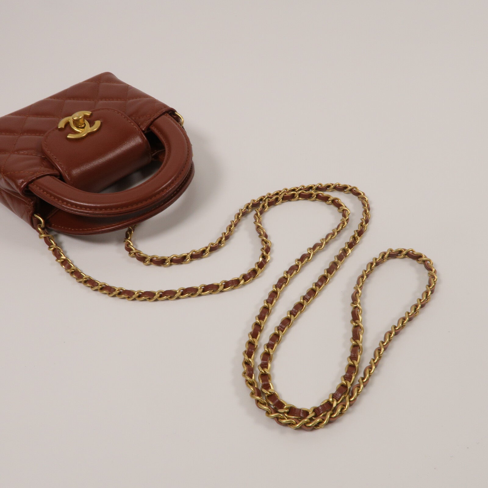 CHANEL 牛皮皮革Kelly Nano手挽肩背兩用袋