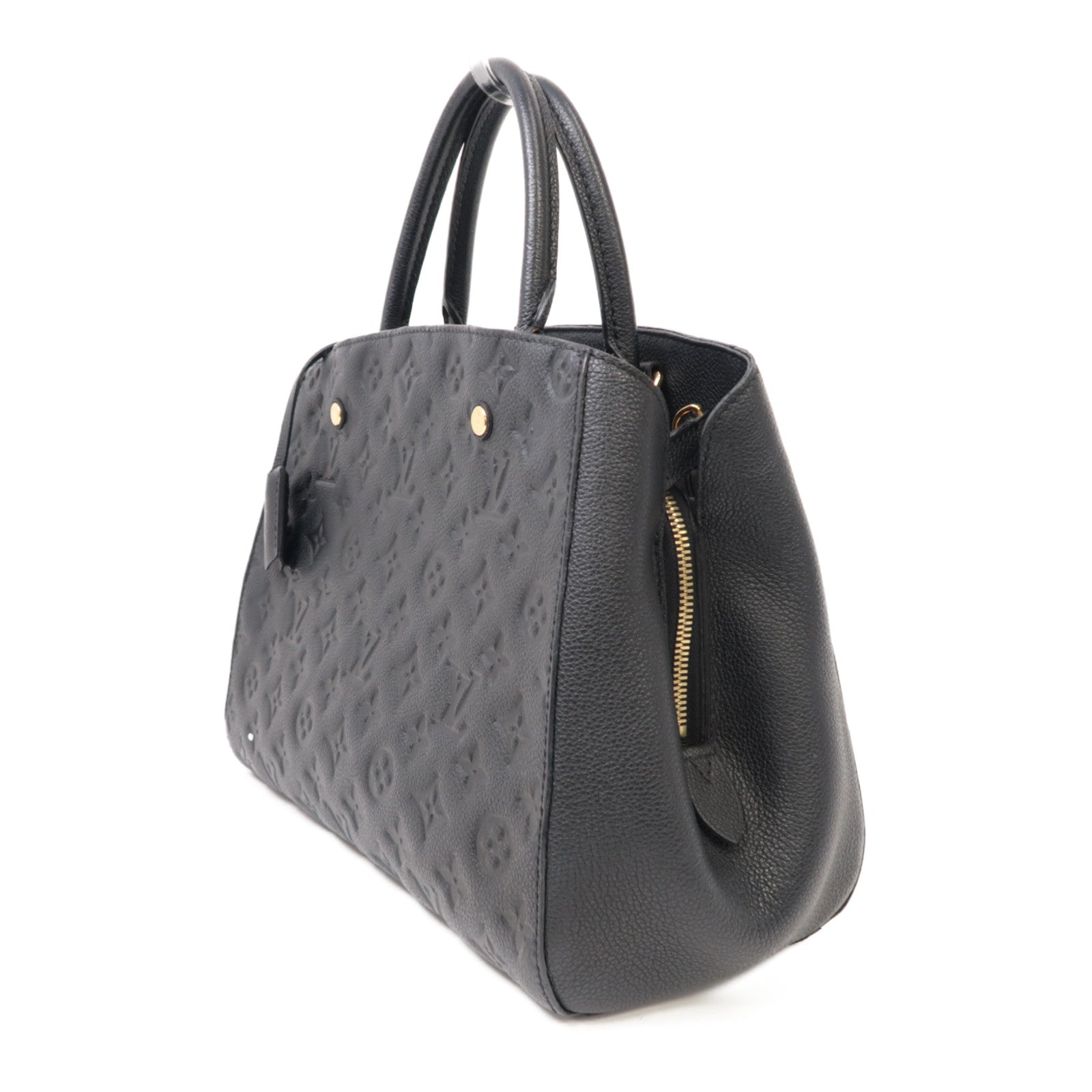 LOUIS VUITTON Monogram Empreinte Montaigne MM手挽肩背兩用袋黑色