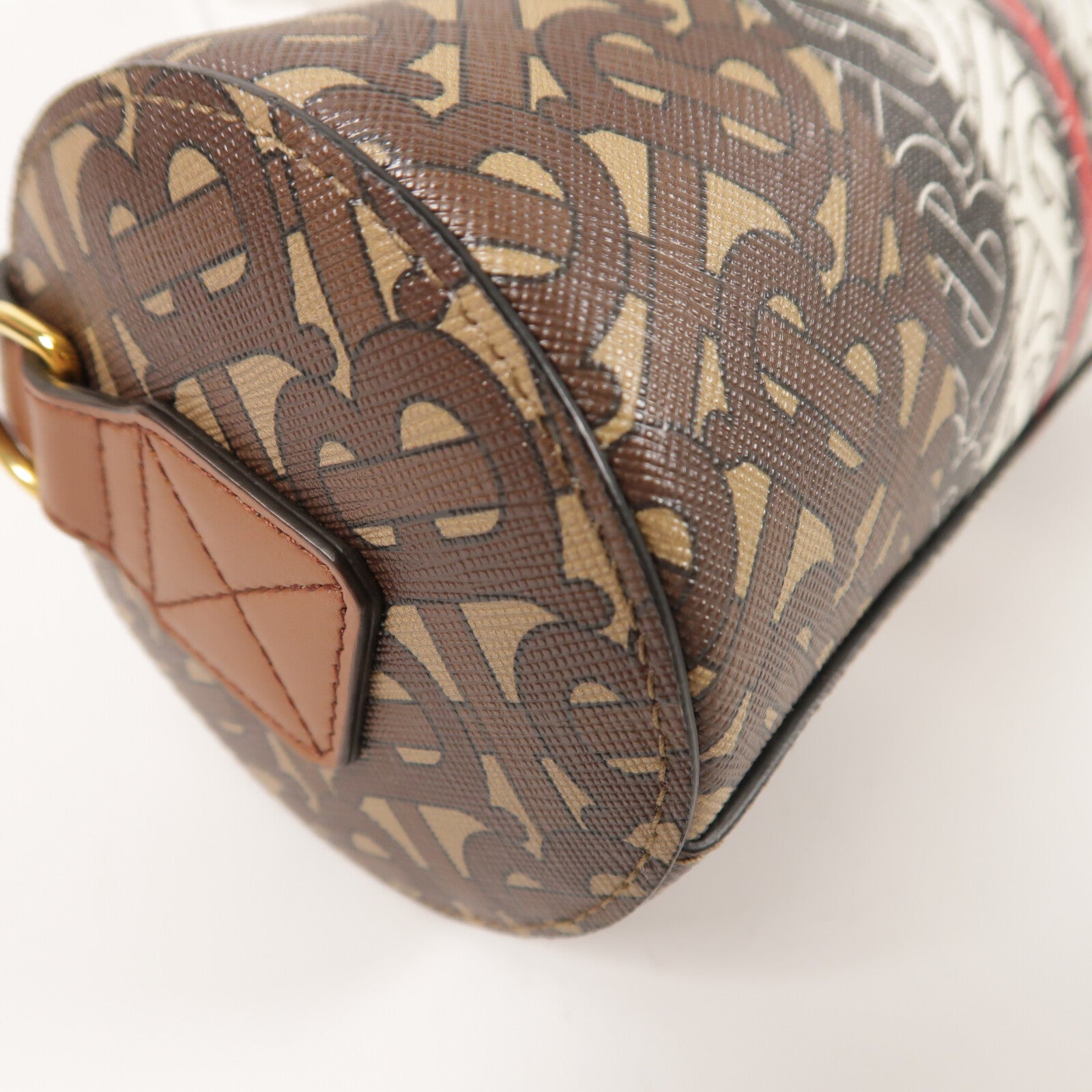 BURBERRY 塗層帆布Mongram Stripe金扣手挽肩背兩用袋