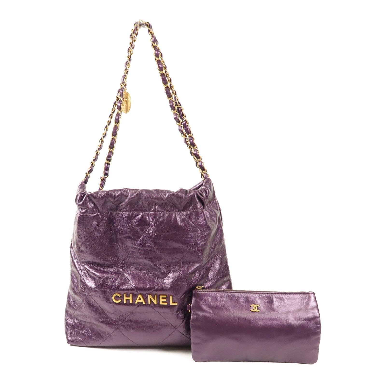 CHANEL 牛皮皮革Chanel 22 Bag金扣鏈帶肩背袋