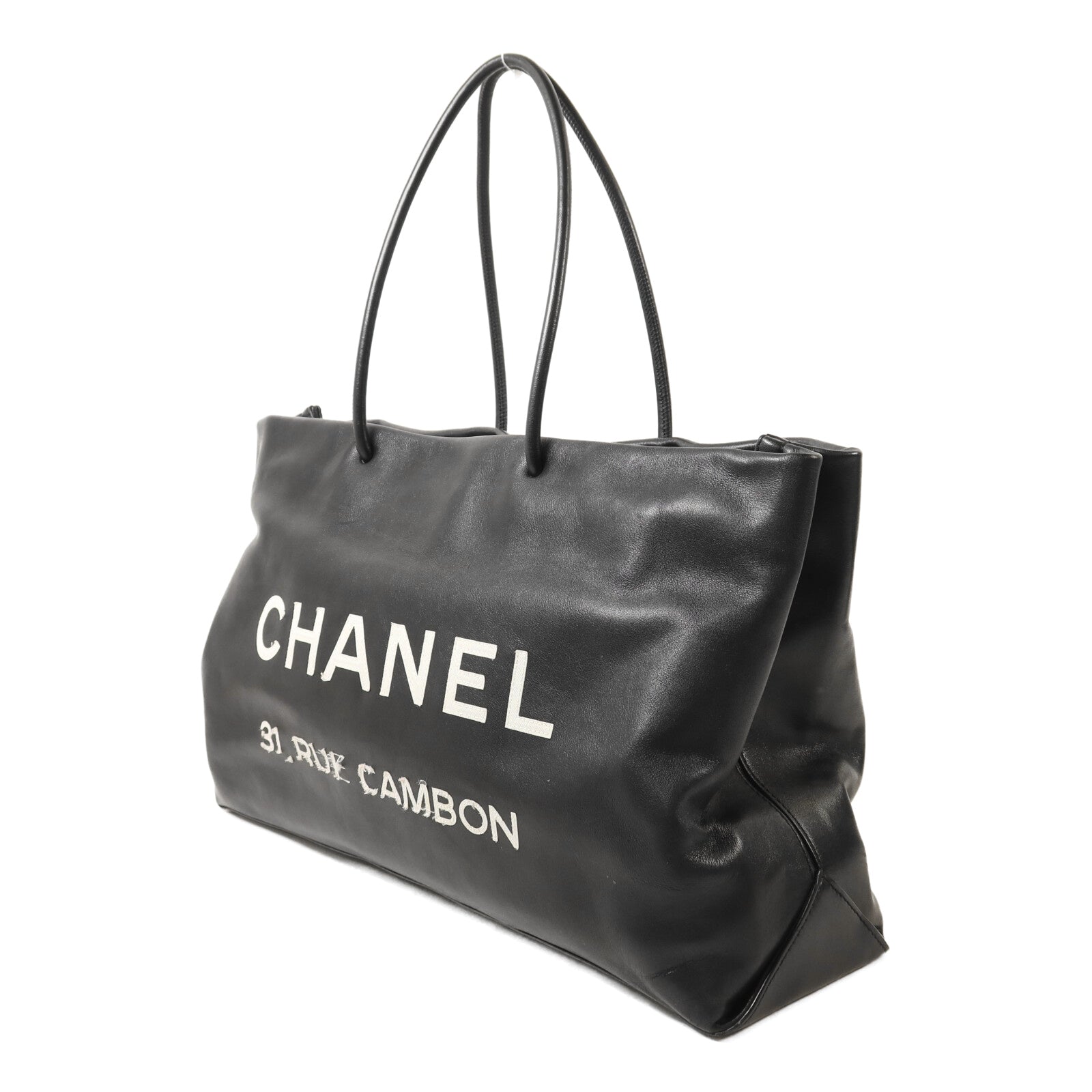 CHANEL 牛皮皮革Essential Logo Leather Tote Bag銀扣肩背袋