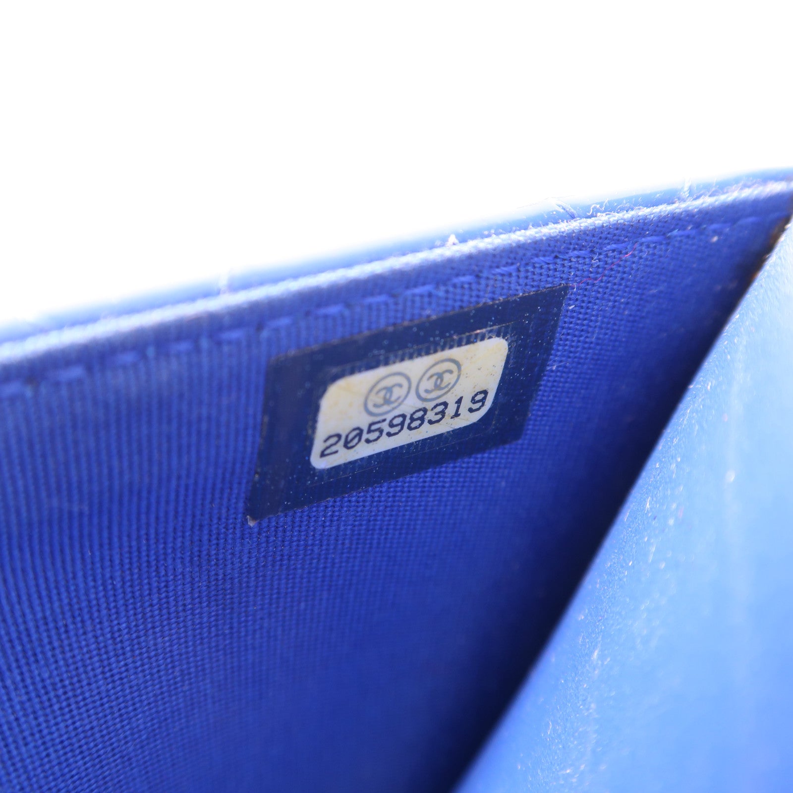 CHANEL 漆皮皮革Wallet On Chain銀扣肩背袋藍色