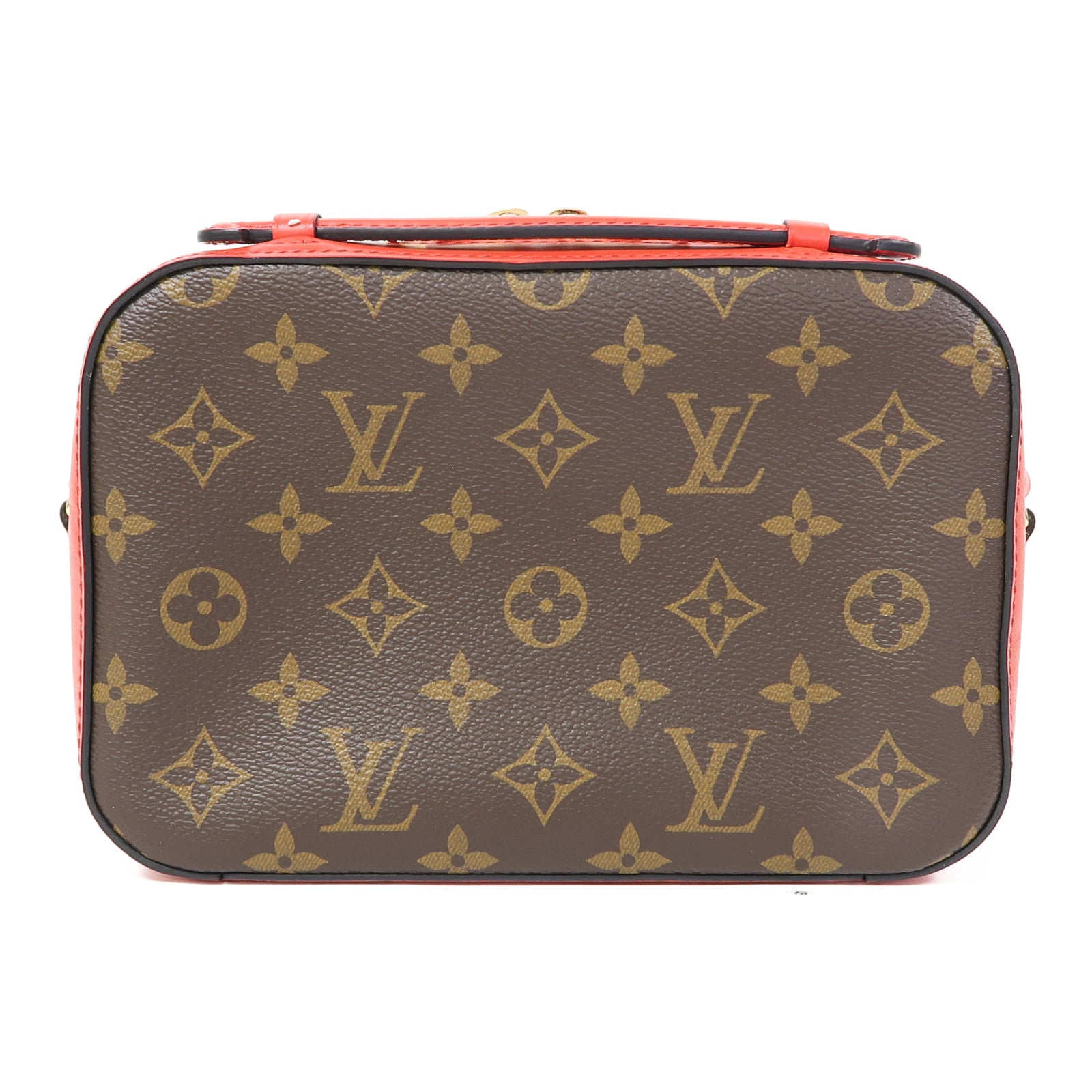 LOUIS VUITTON Monogram Saintonge金扣肩背袋啡色/紅色