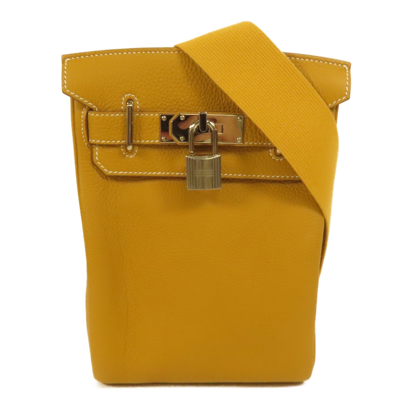 HERMES Togo皮革Hac A Dos PM銀扣背包Natural Sable