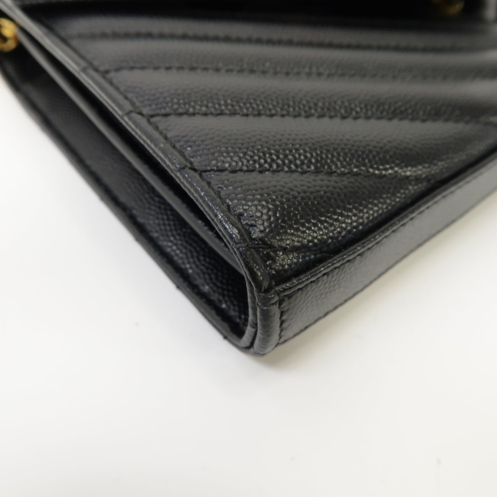 SAINT LAURENT 斜紋牛皮皮革Chain Shoulder Bag金扣肩背袋黑色