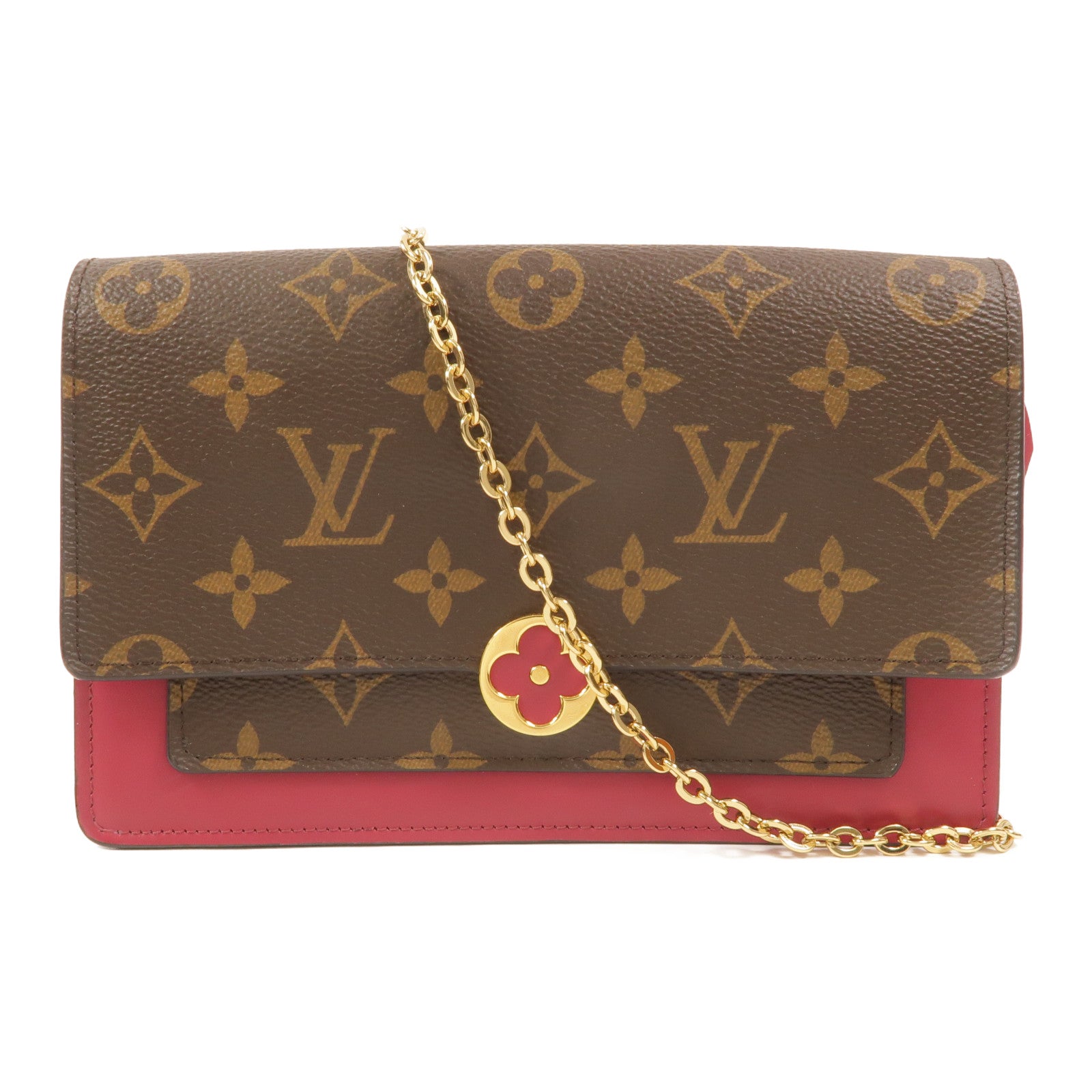 LOUIS VUITTON Monogram Portefeuille Flore鏈帶肩背袋