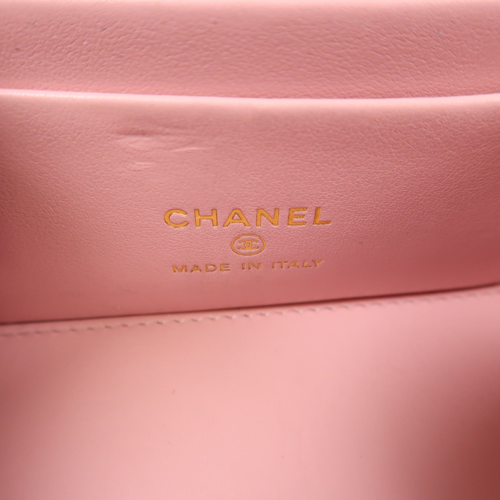 CHANEL CC GHW Vanity Case Chain Shoulder Bag Lambskin Leather Pink