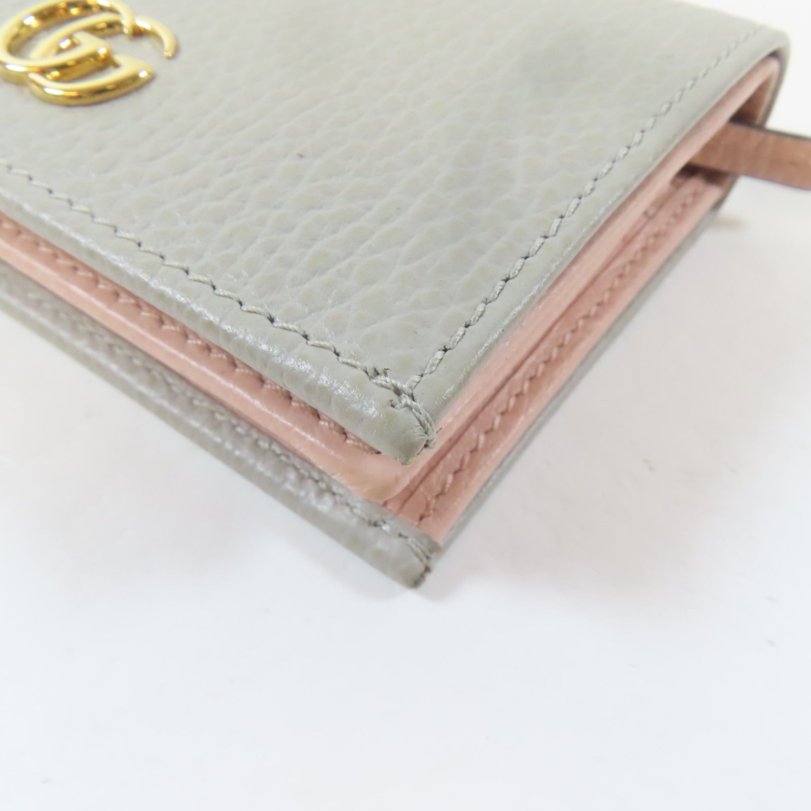 GUCCI 牛皮皮革Bifold Wallet金扣錢包灰色