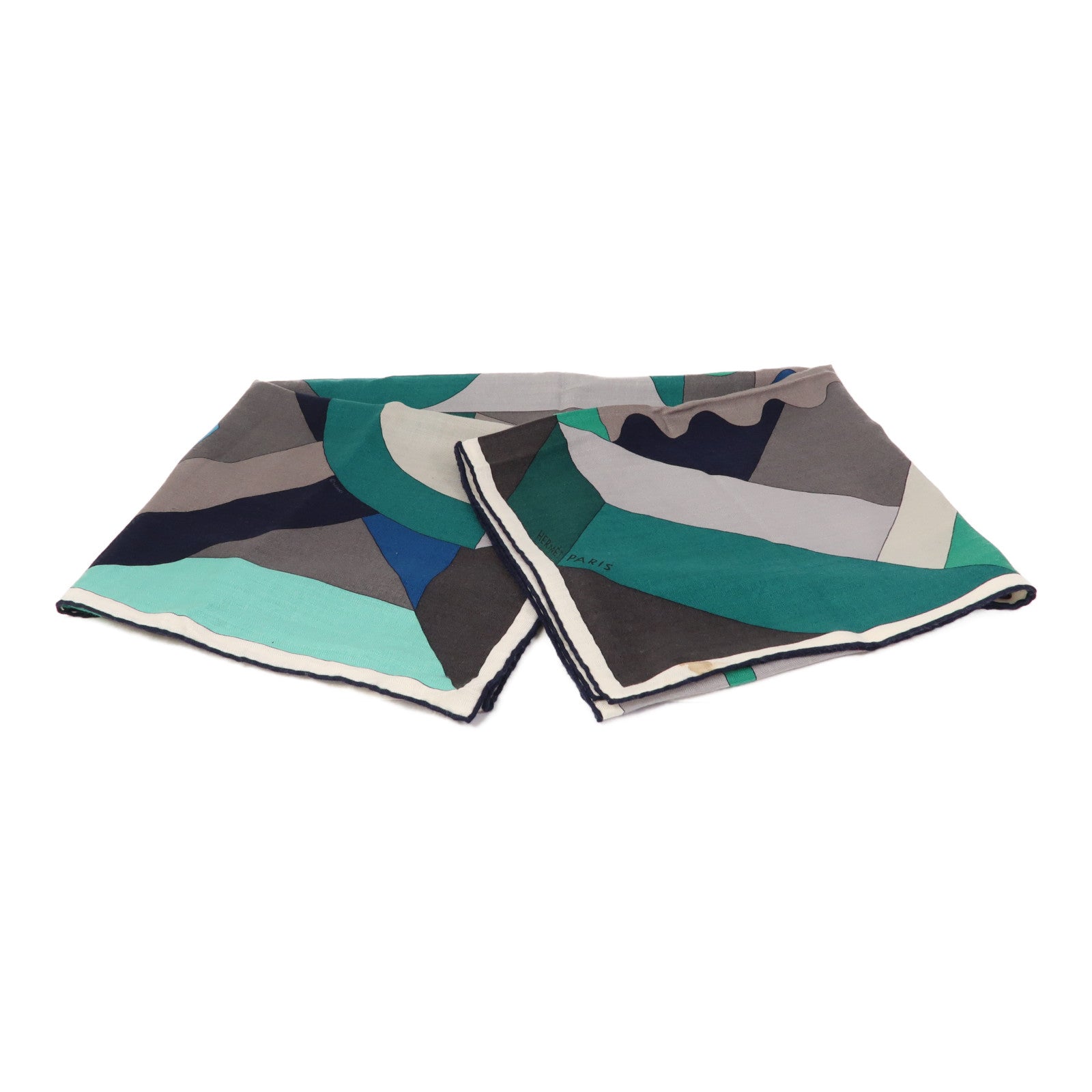 HERMES 【激減優惠】羊絨/絲質Scarf圍巾藍色/綠色