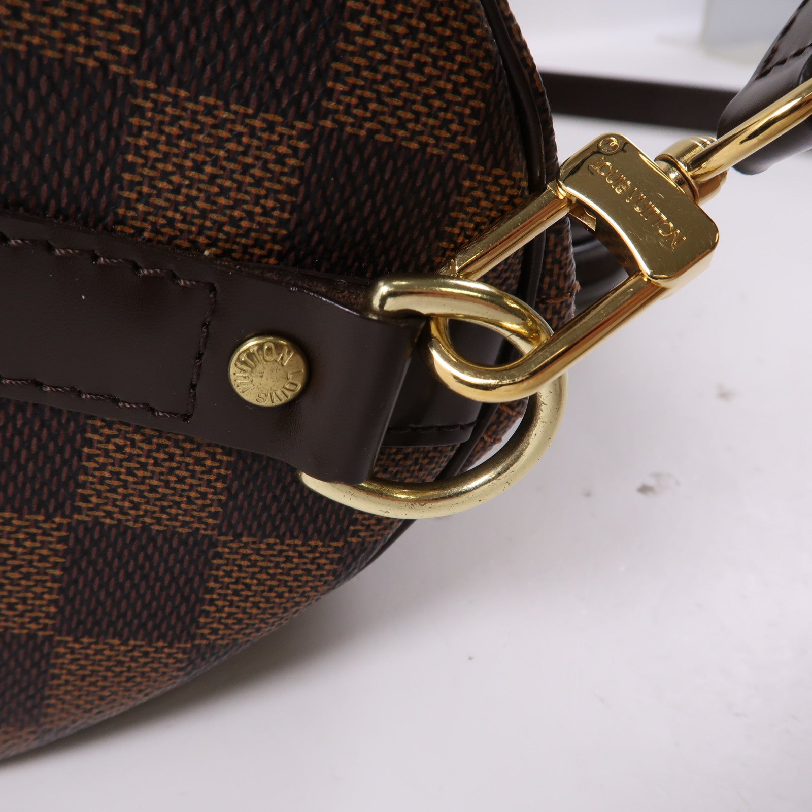 LOUIS VUITTON Damier Speedy Bandouliere 30金扣手挽肩背兩用袋啡色
