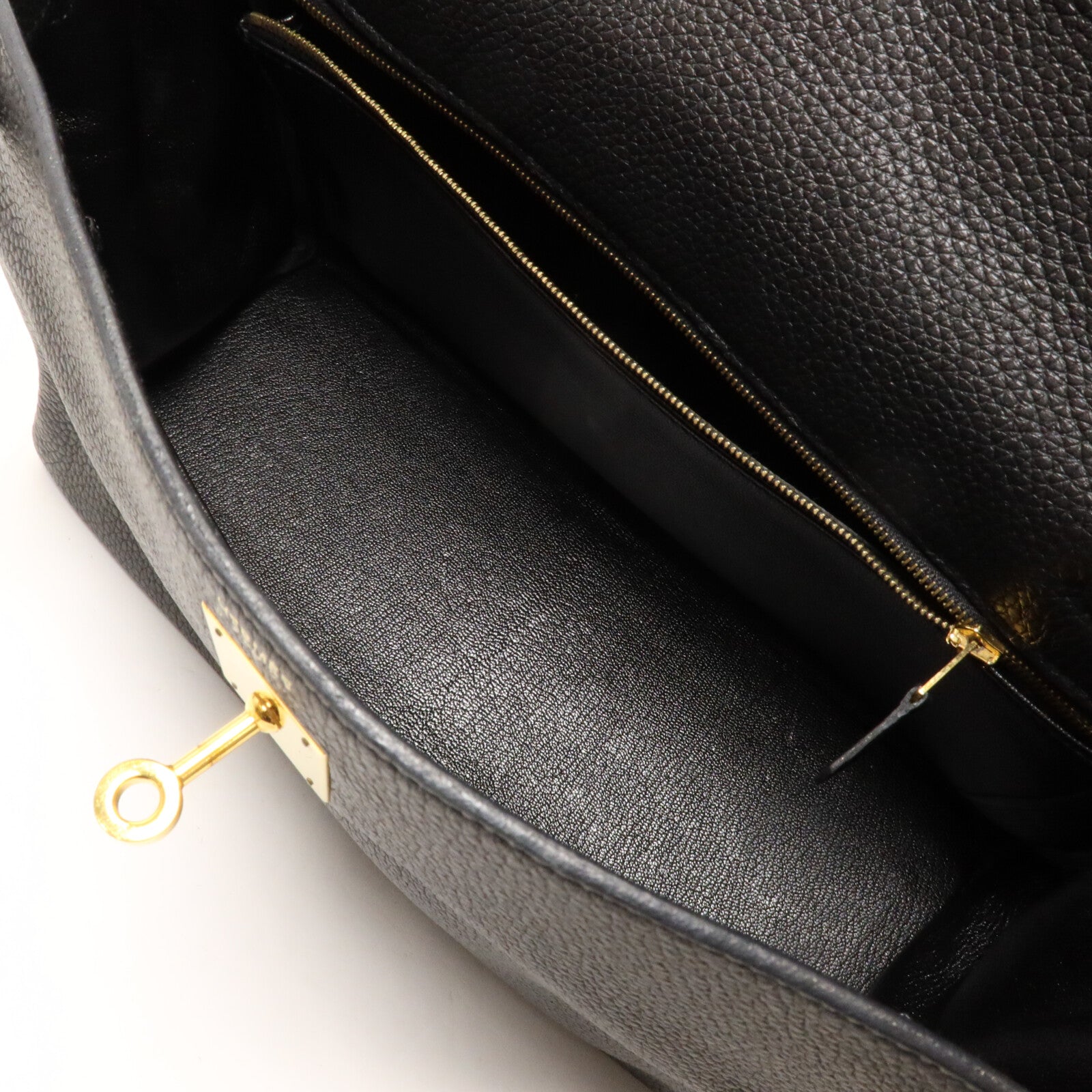 HERMES Clemence皮革Kelly 32手挽肩背兩用袋Noir