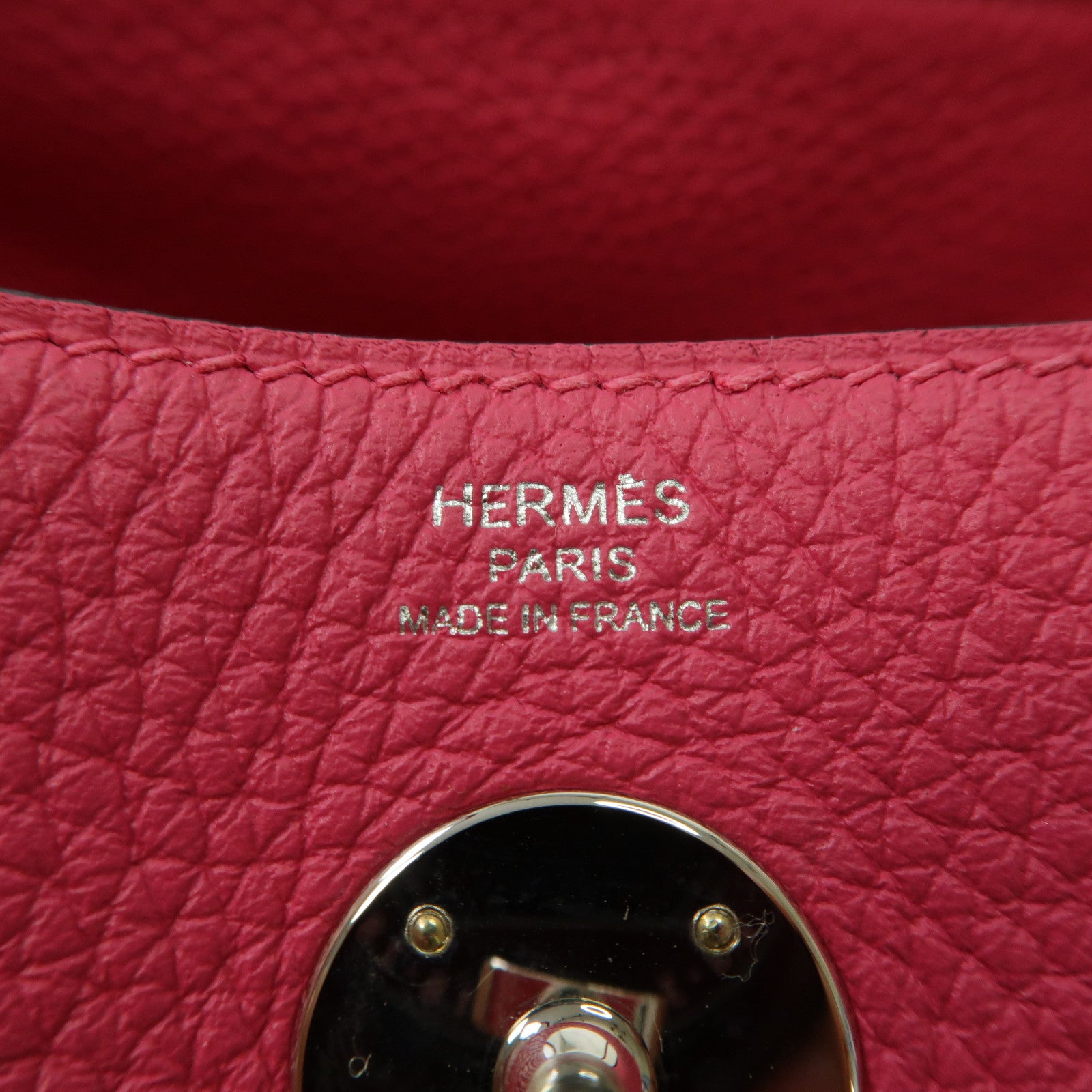 HERMES Clemence皮革Lindy 26銀扣手挽肩背兩用袋極致粉色