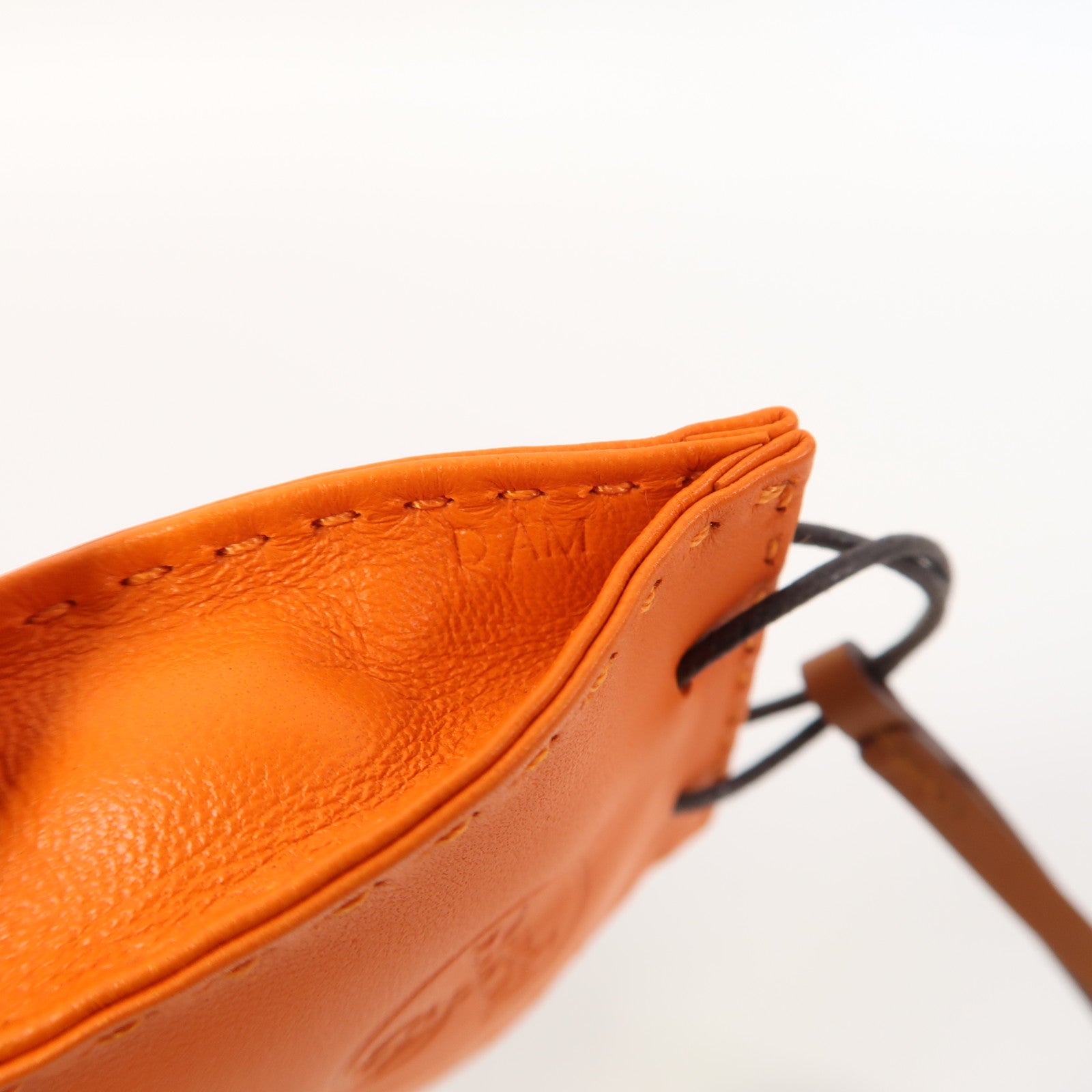 HERMES Swift皮革Shopping Bag Charm掛飾橙色