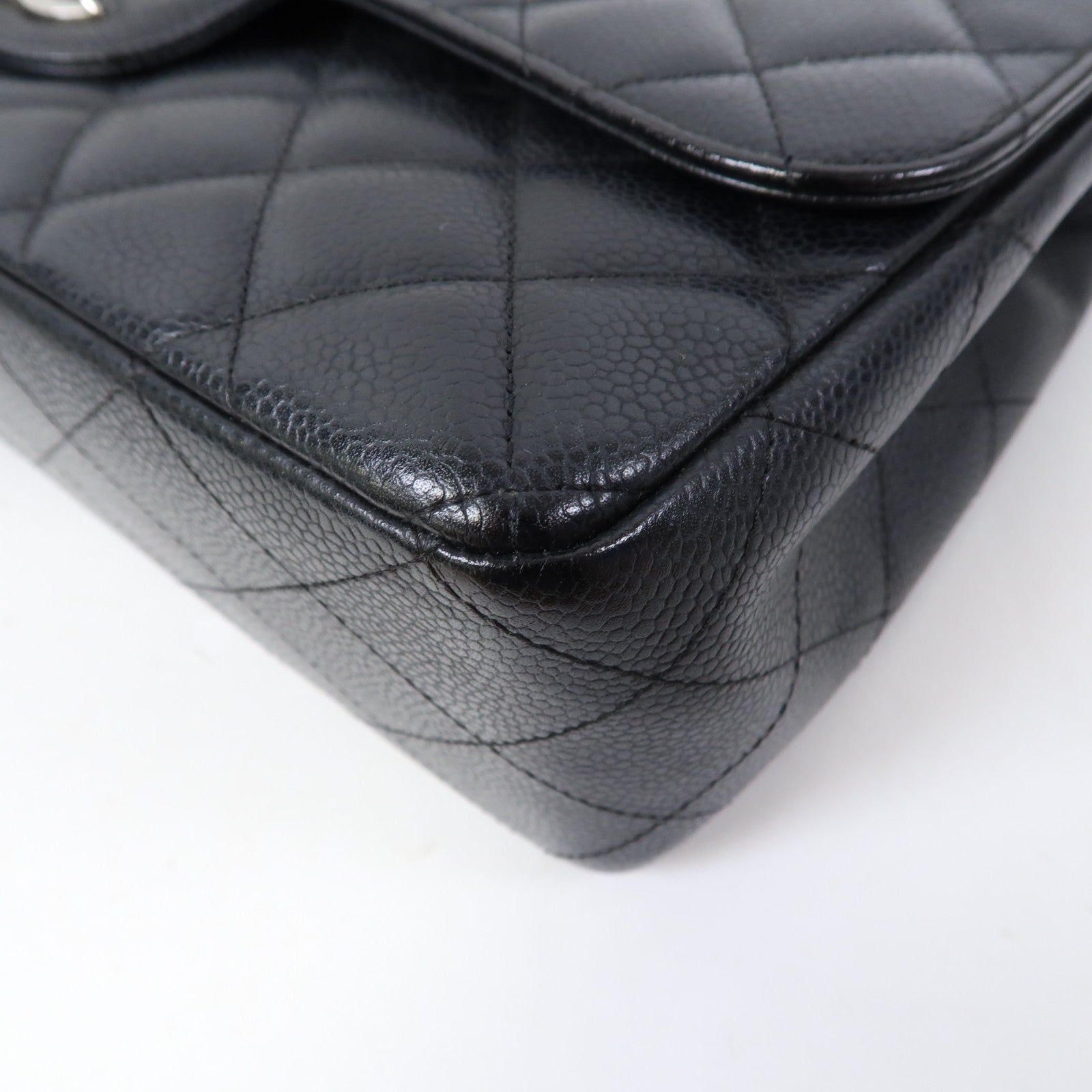 CHANEL 【激減優惠】菱格Caviar皮革Classic 30cm Chain Shoulder銀扣手挽肩背兩用袋黑色