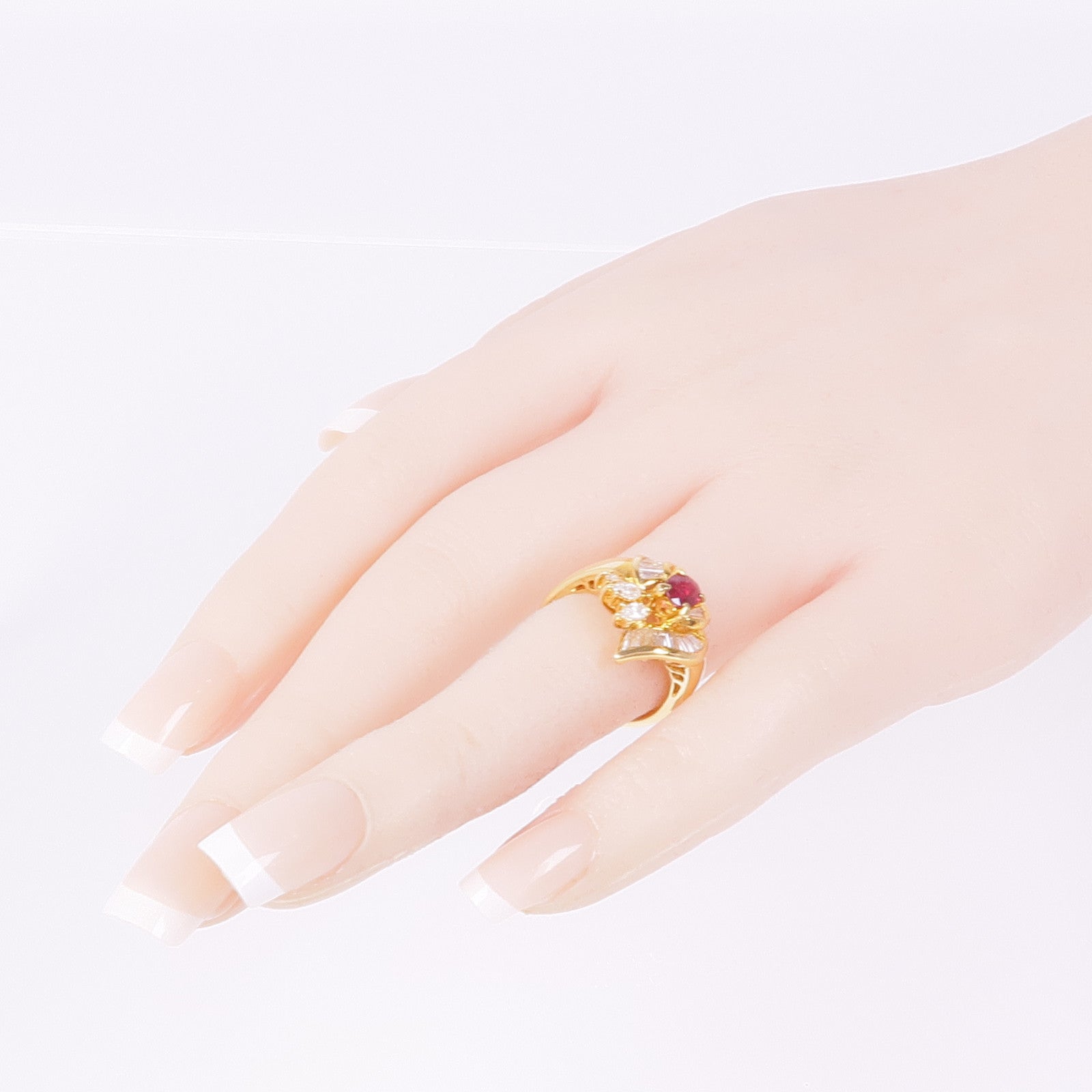 JEWELRY 【激減優惠】18K黃金Ruby Diamond Ring紅寶石/鑽石戒指US#6