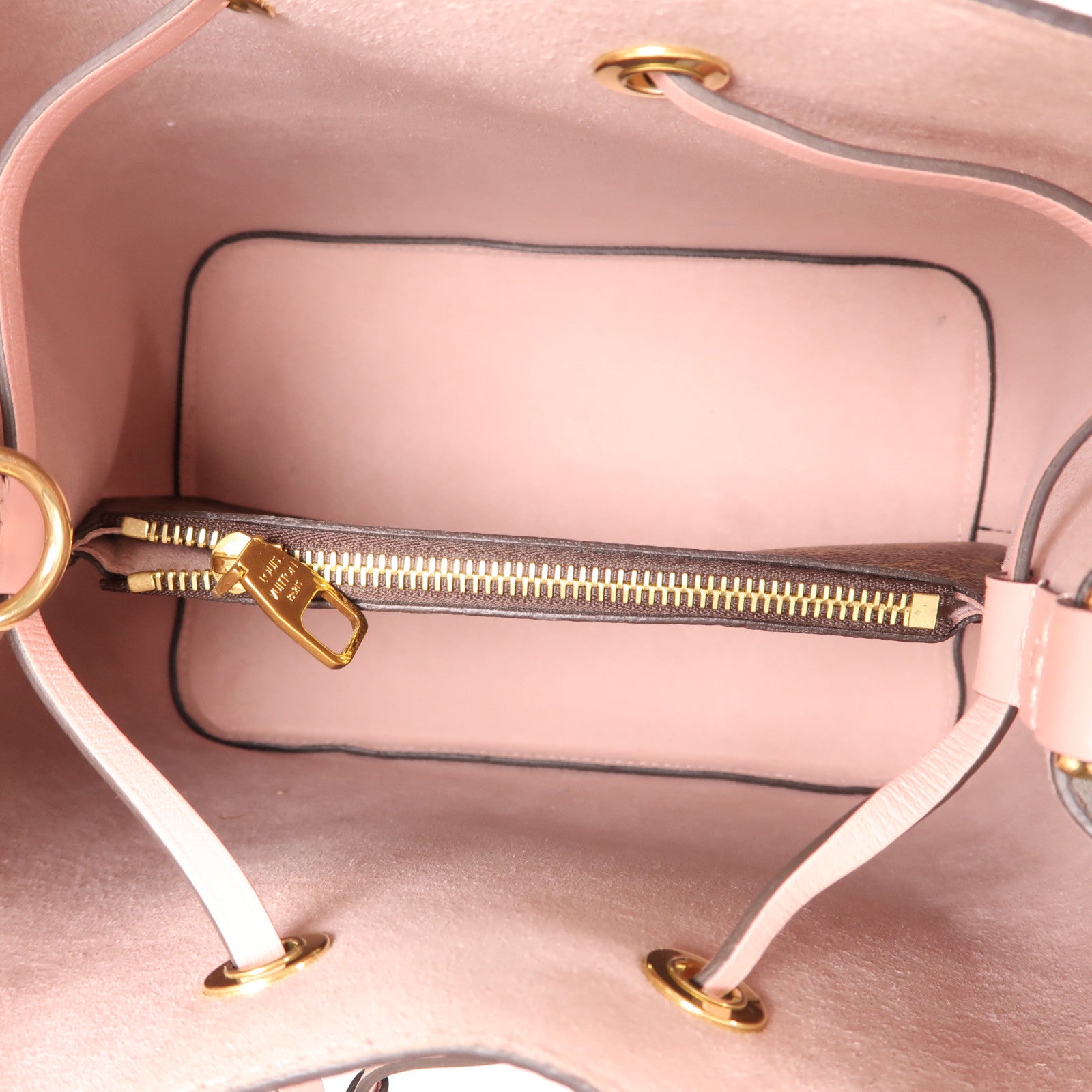 LOUIS VUITTON Monogram Neo Noe MM金扣肩背袋棕色/粉紅色
